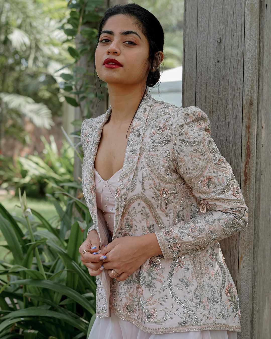 Alabaster Ivory Palazzo Set With embroidered Jacket