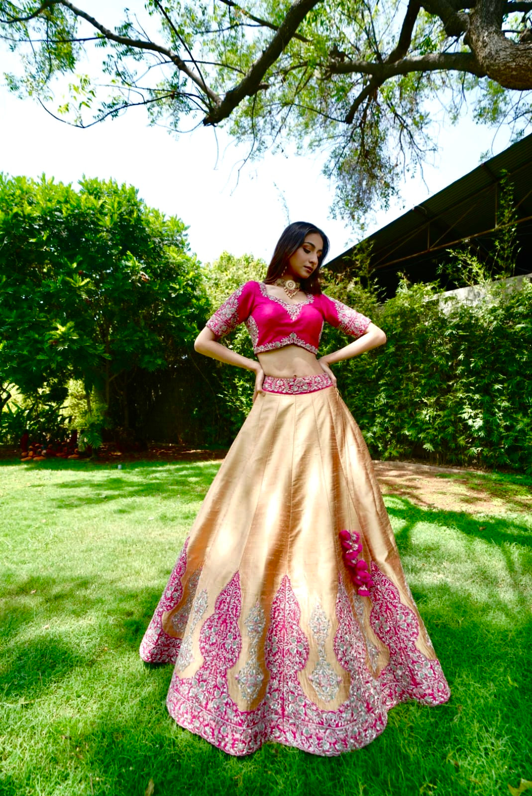 Zeehat Yellow and pink Lehenga set