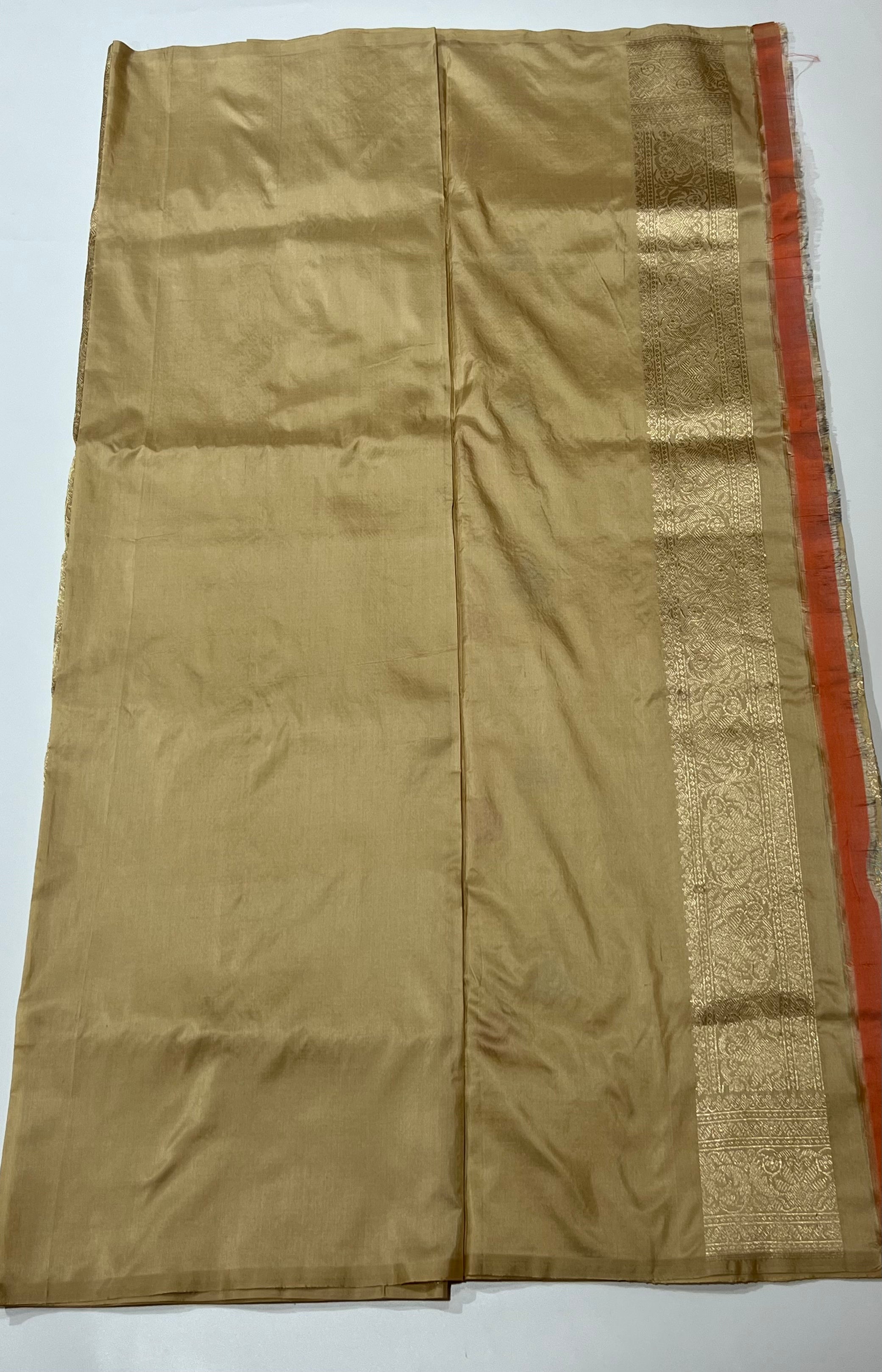 Pale yellow Banarasi saree