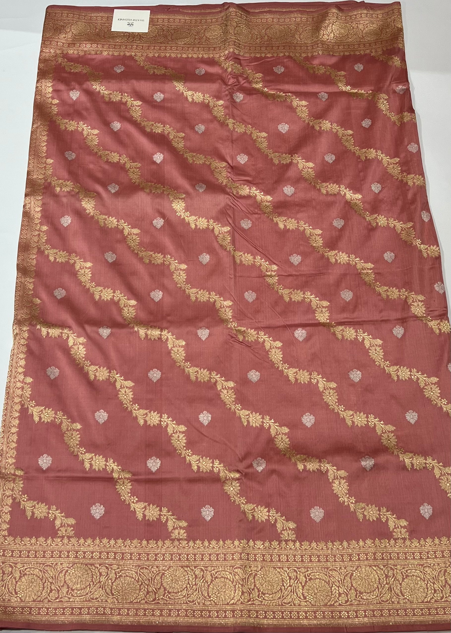 Peach Banarasi saree