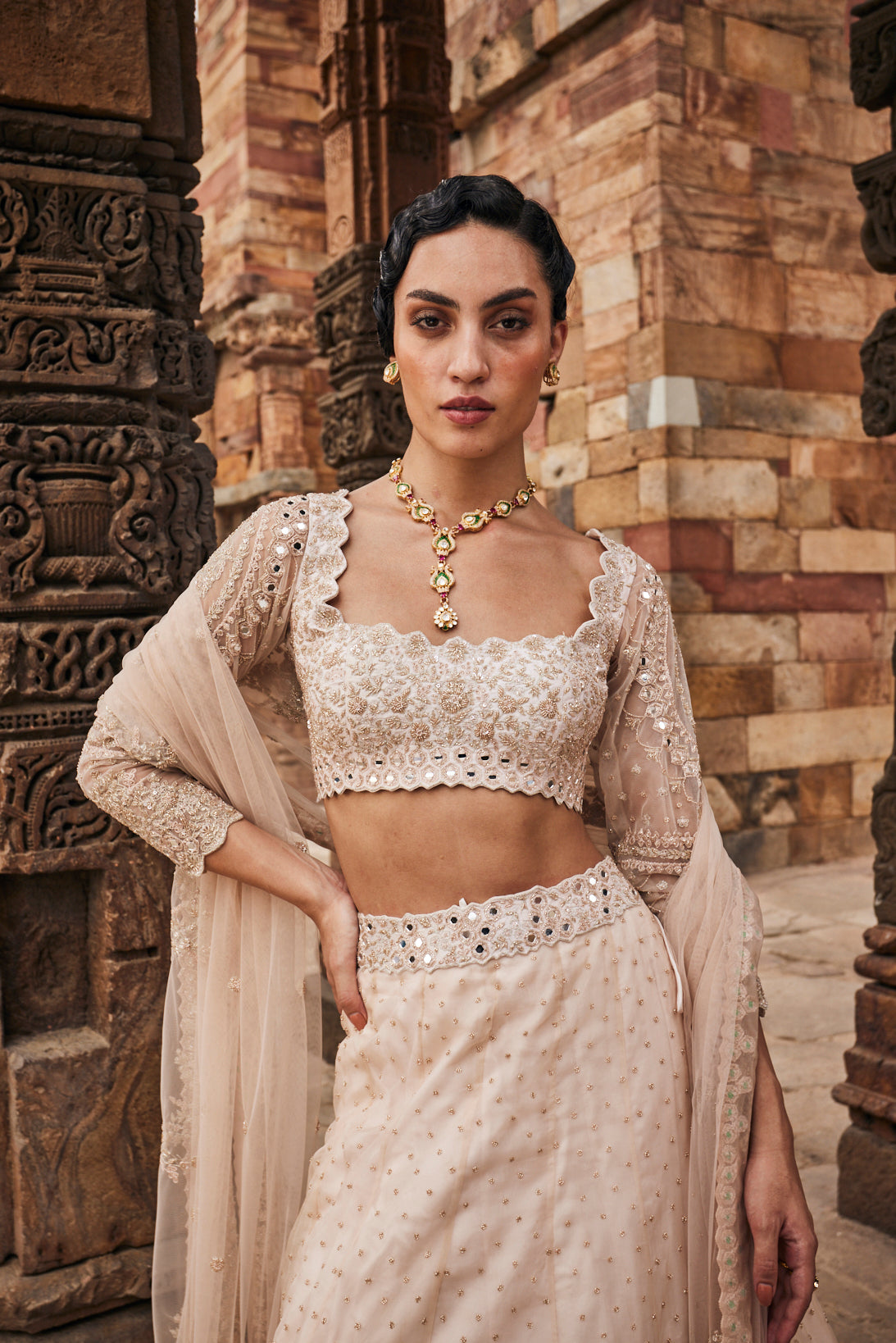 Chalky bridal lehenga set