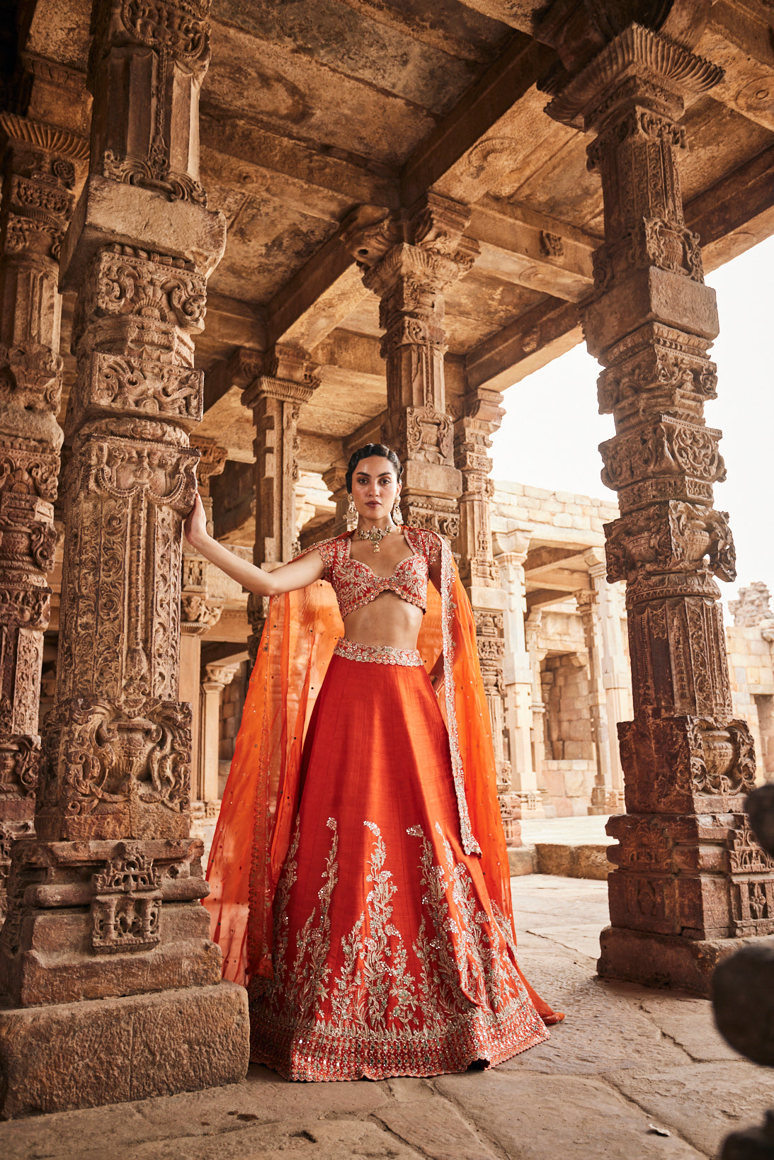 Tangerine Bridal lehenga set