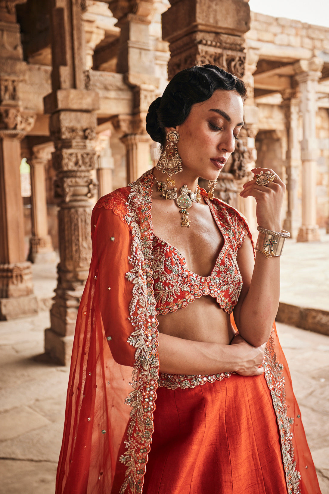 Tangerine Bridal lehenga set