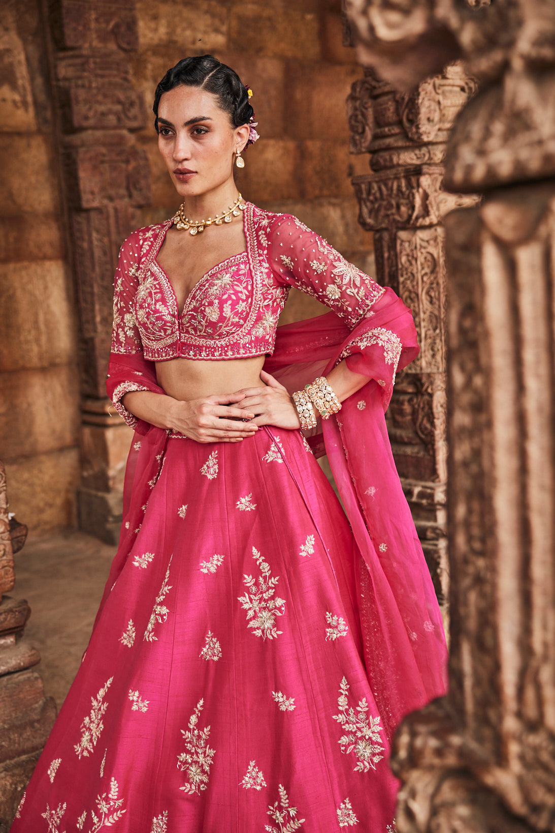 Florid bridal lehenga set