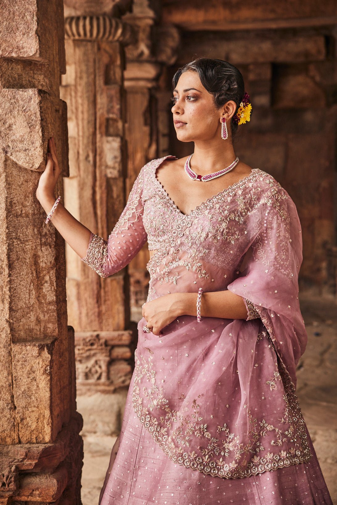 Violaceous bridal lehenga set