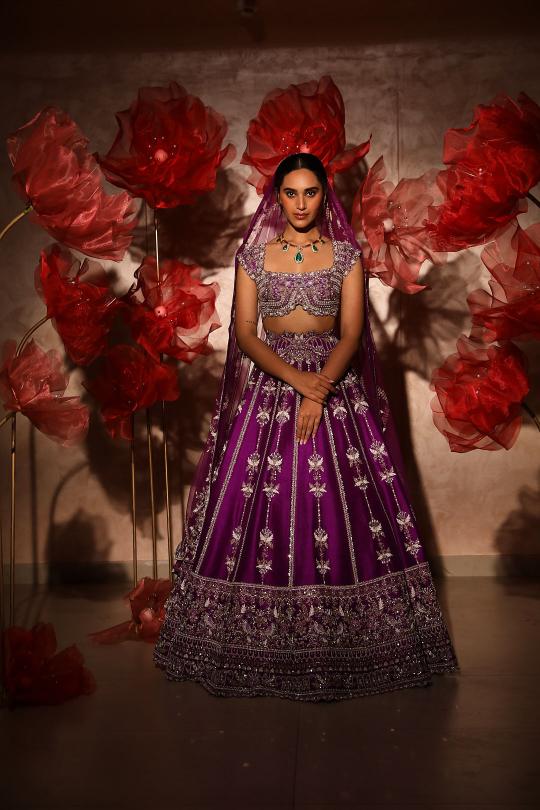 Piquant Purple embroidered Lehenga Set