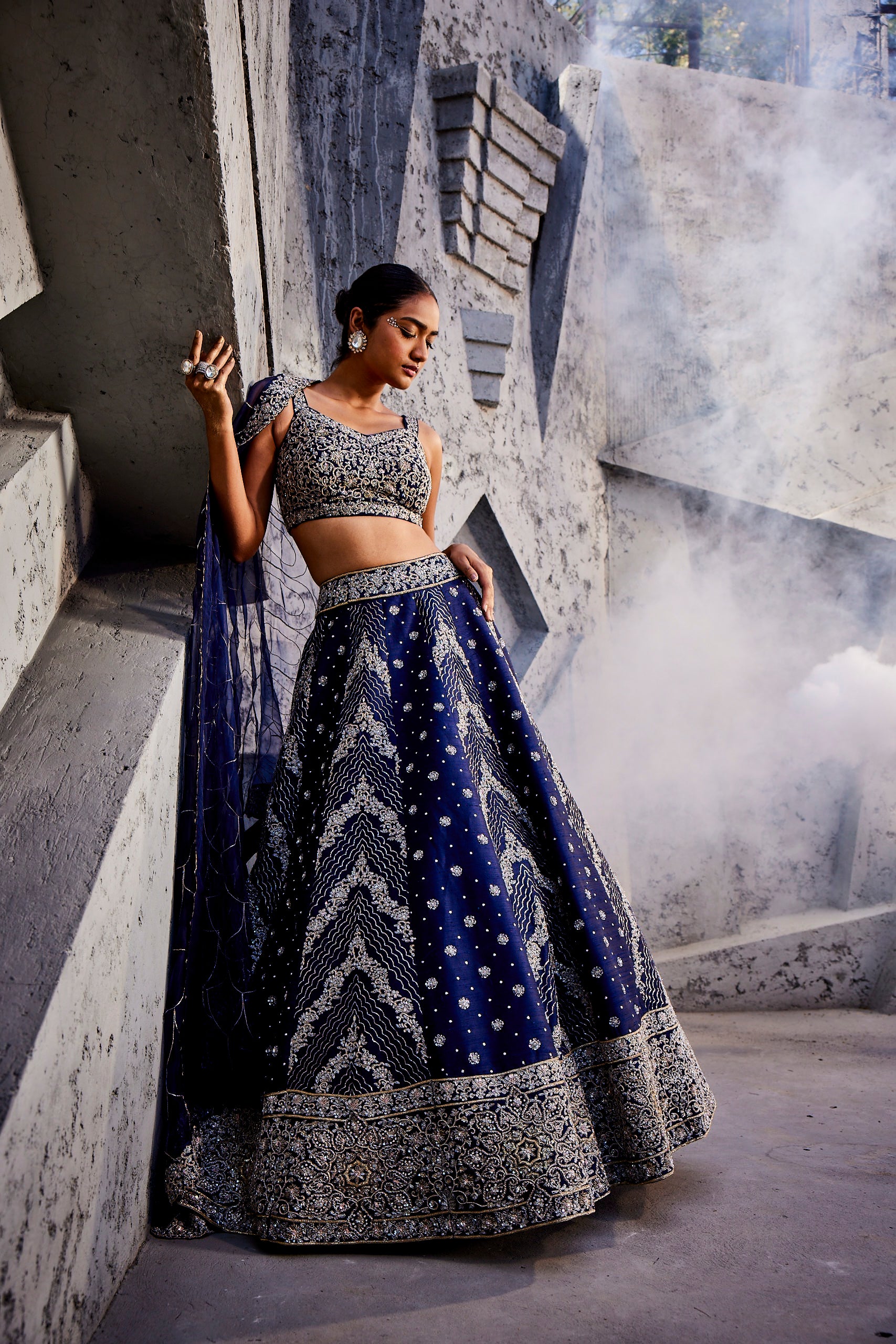 Radiant Adornments Navy blue lehenga set