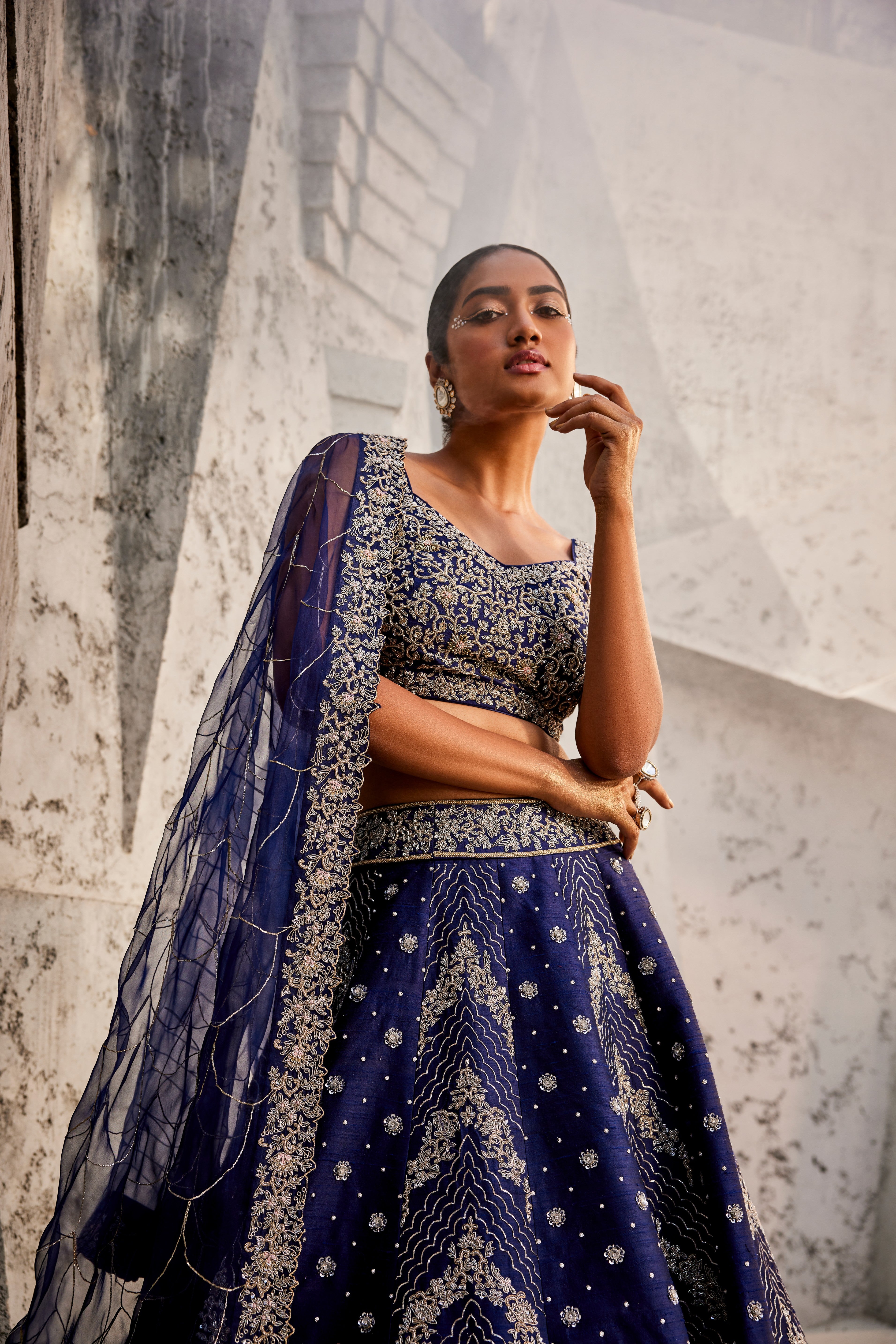 Radiant Adornments Navy blue lehenga set