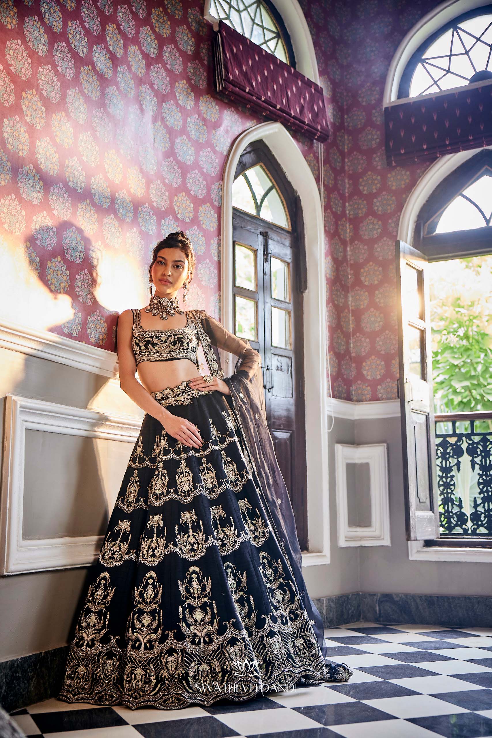 Anthena Mid-night black Lehenga set