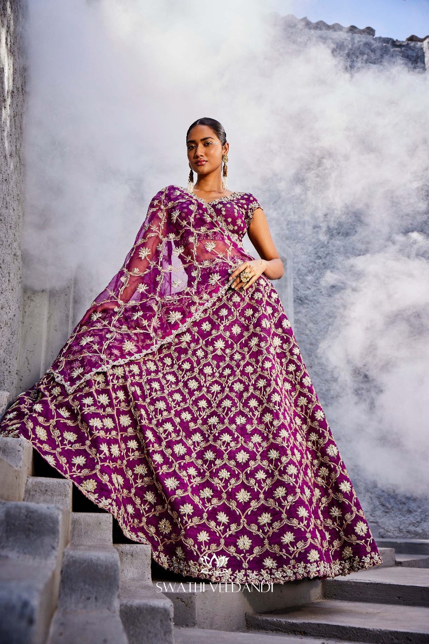 Lotus purple lehenga set