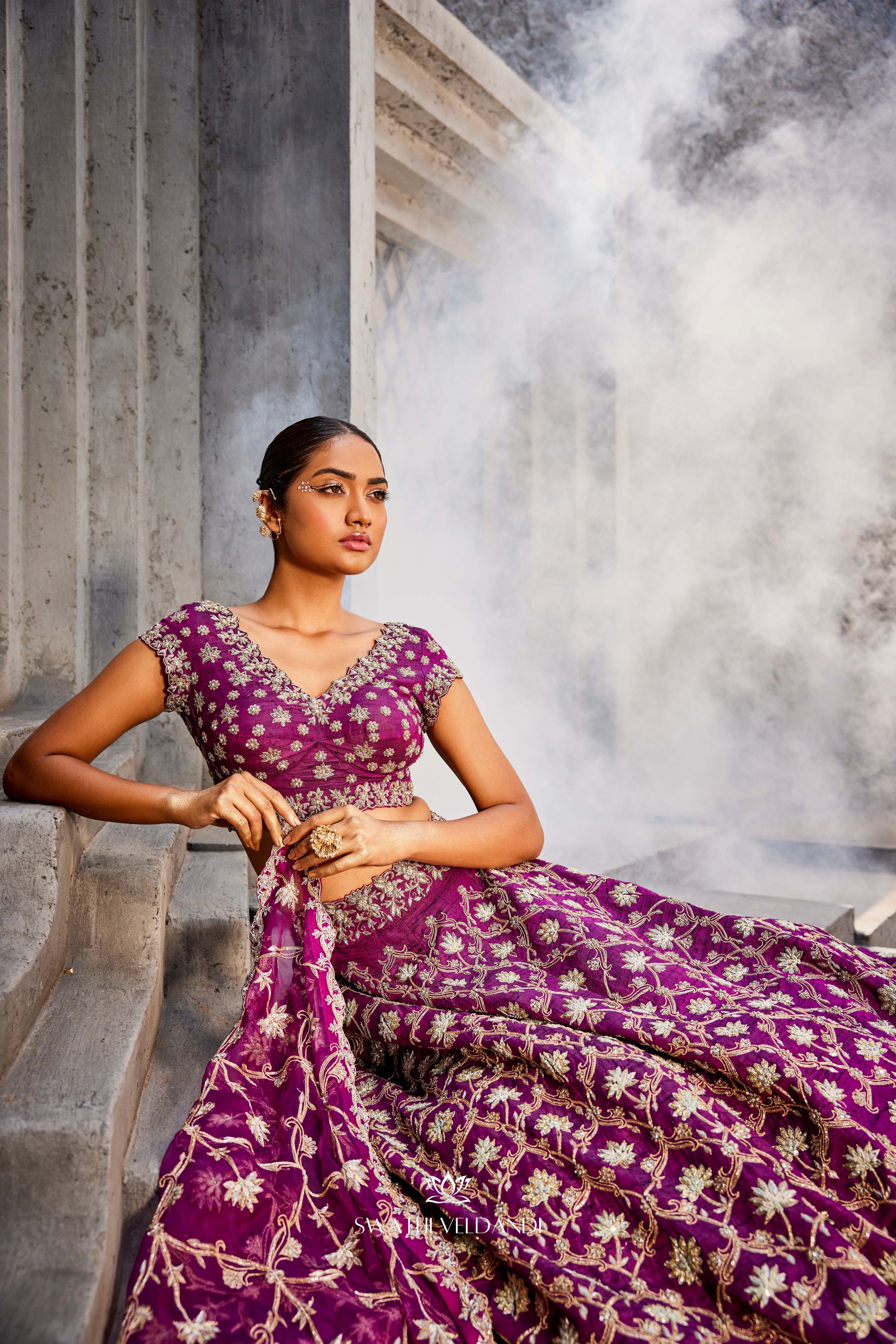 Lotus purple lehenga set