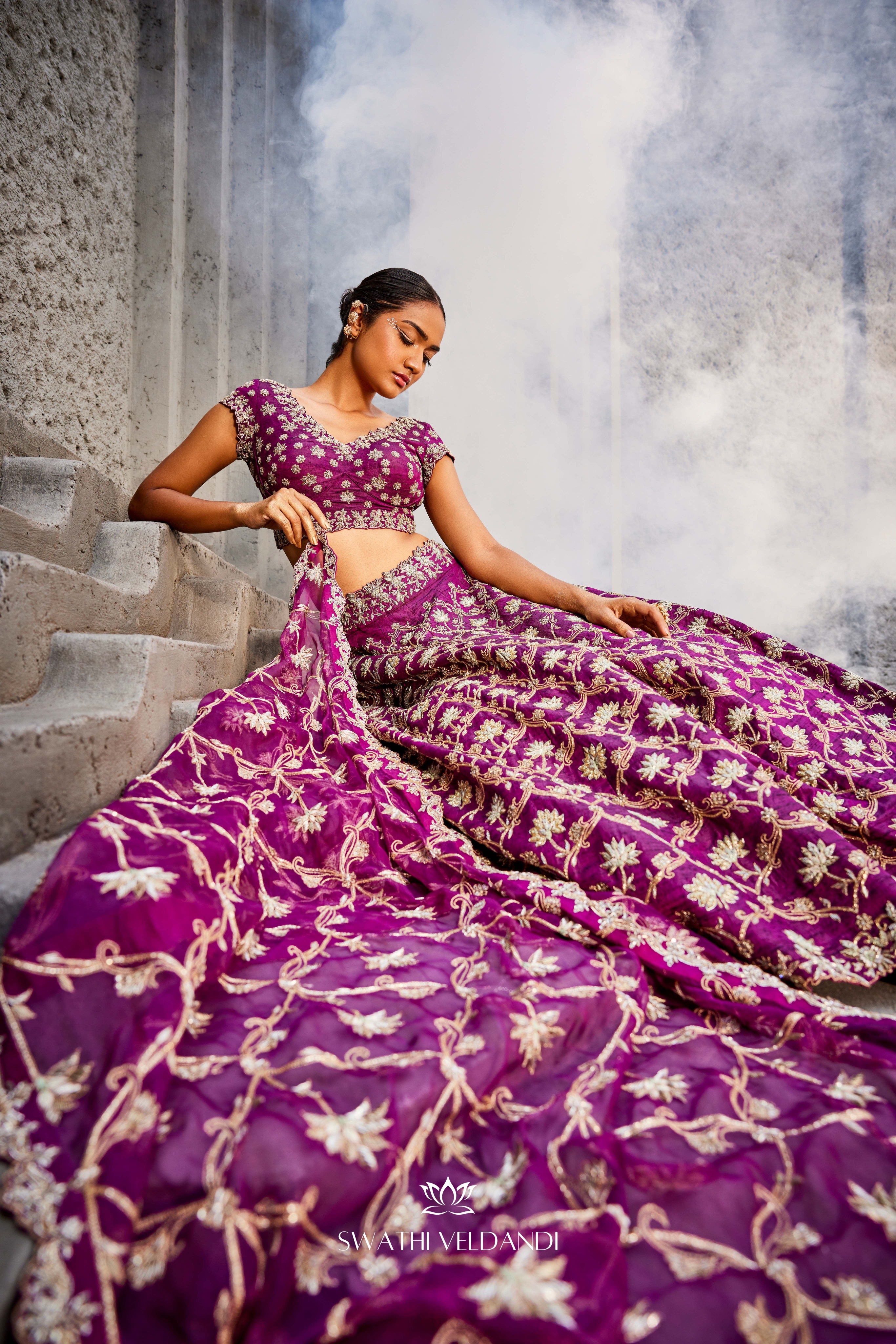 Lotus purple lehenga set