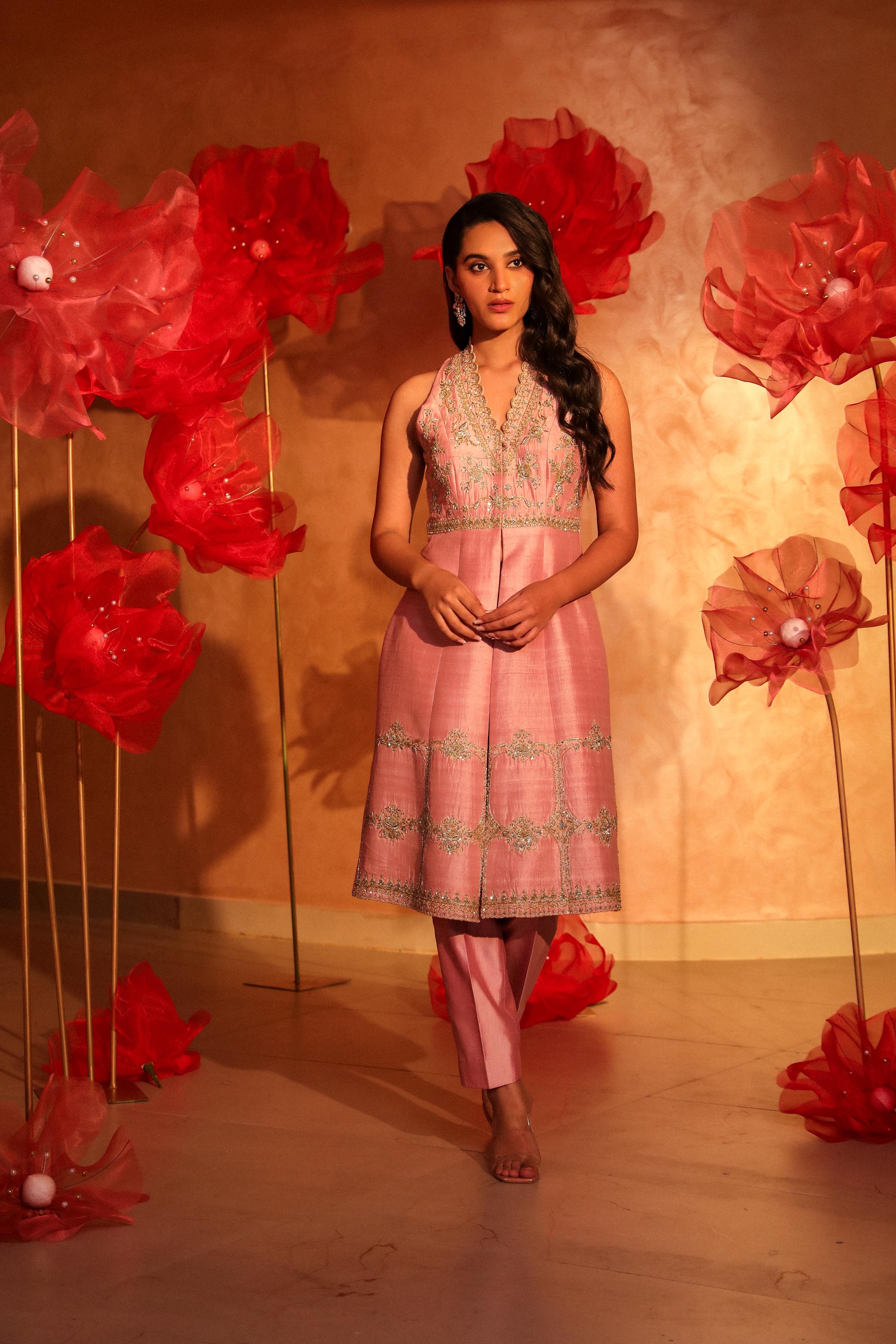 Calming Cameo Pink Embroidered Kurta Set