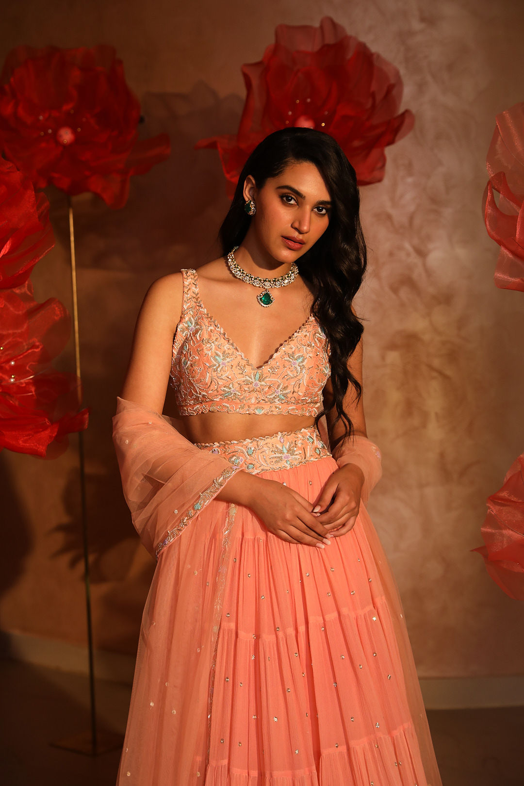 Pristine Peach Lehenga Set 1