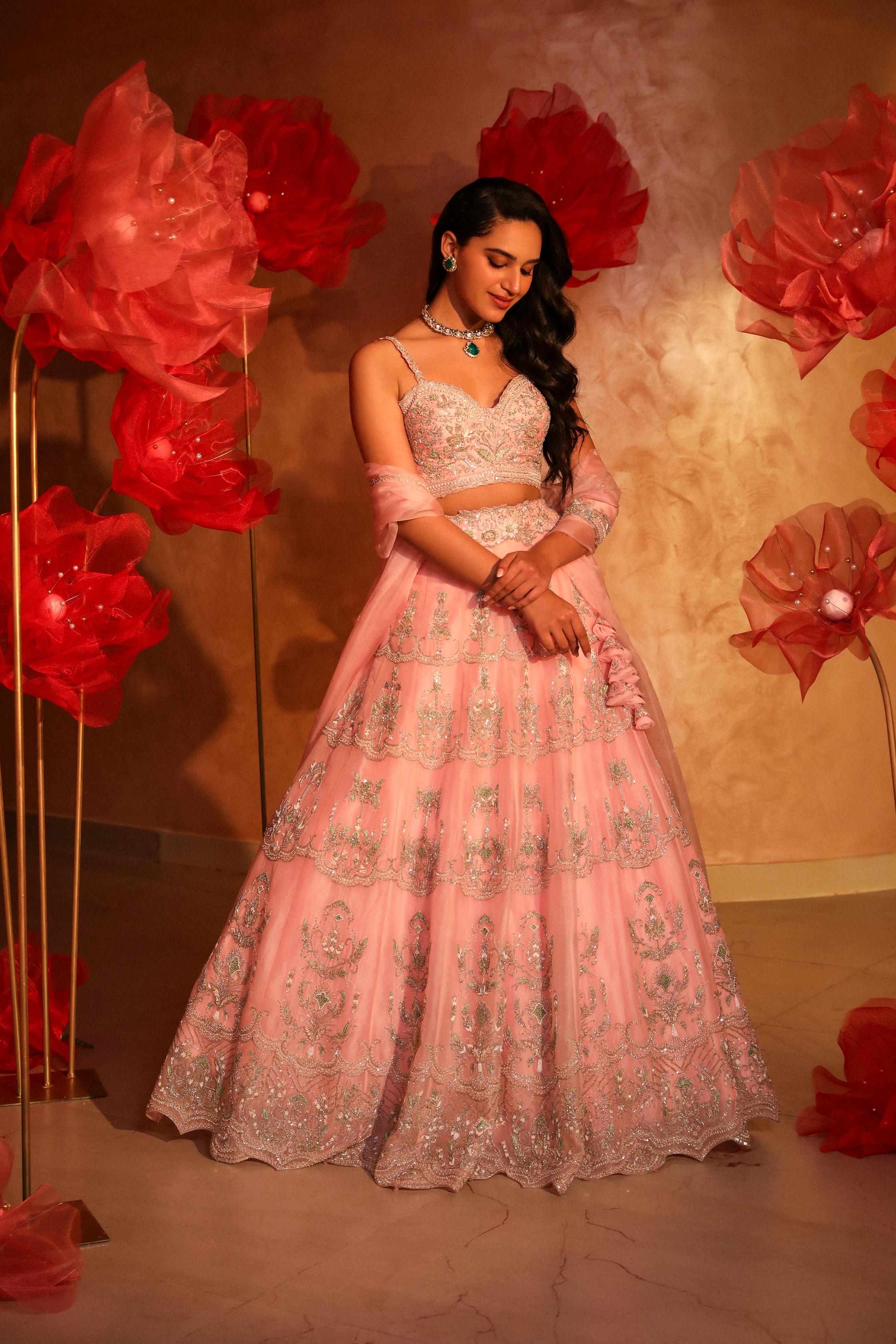 Blush Pink Bridal Lehenga Set