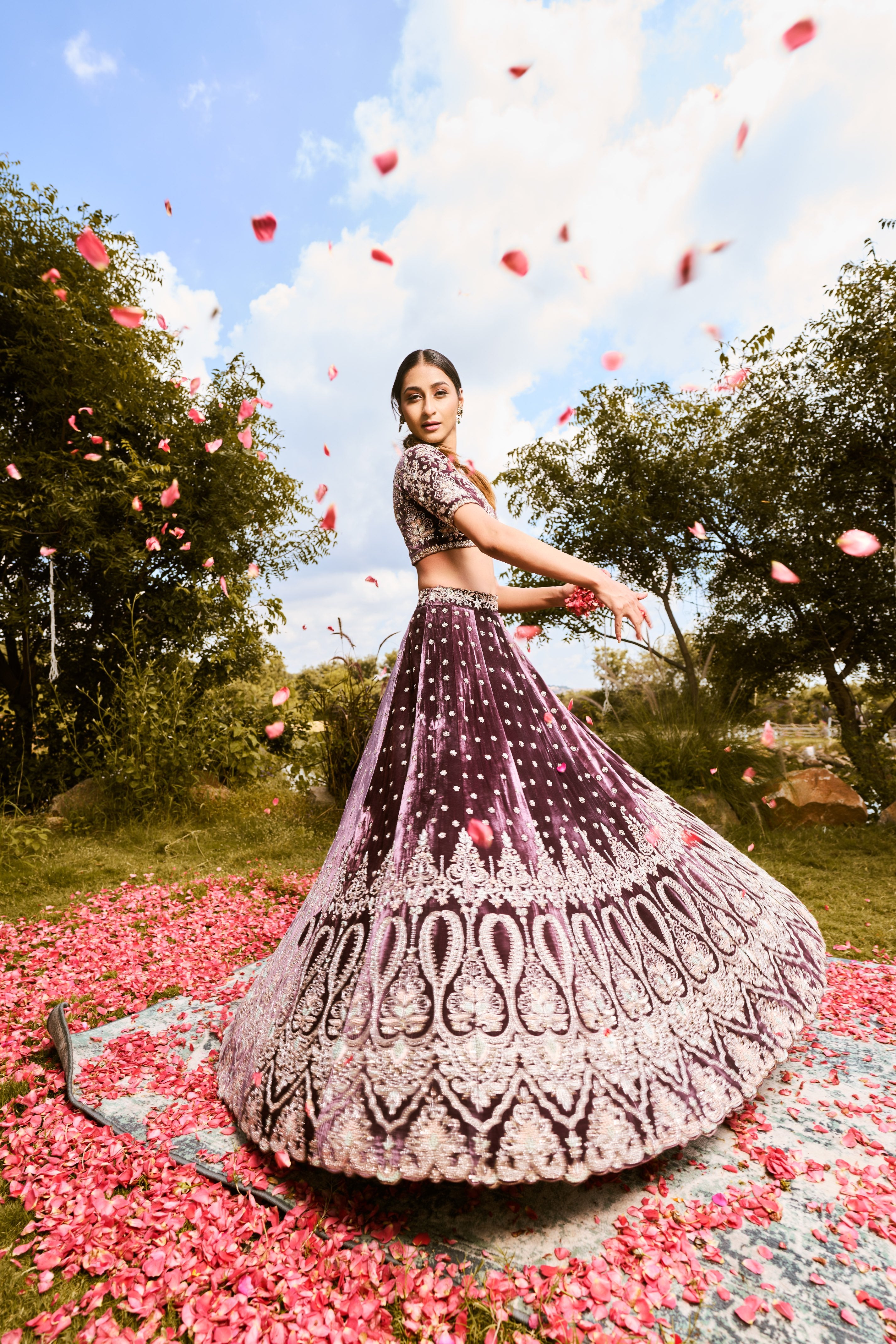 Vows of velvet Lehenga Set