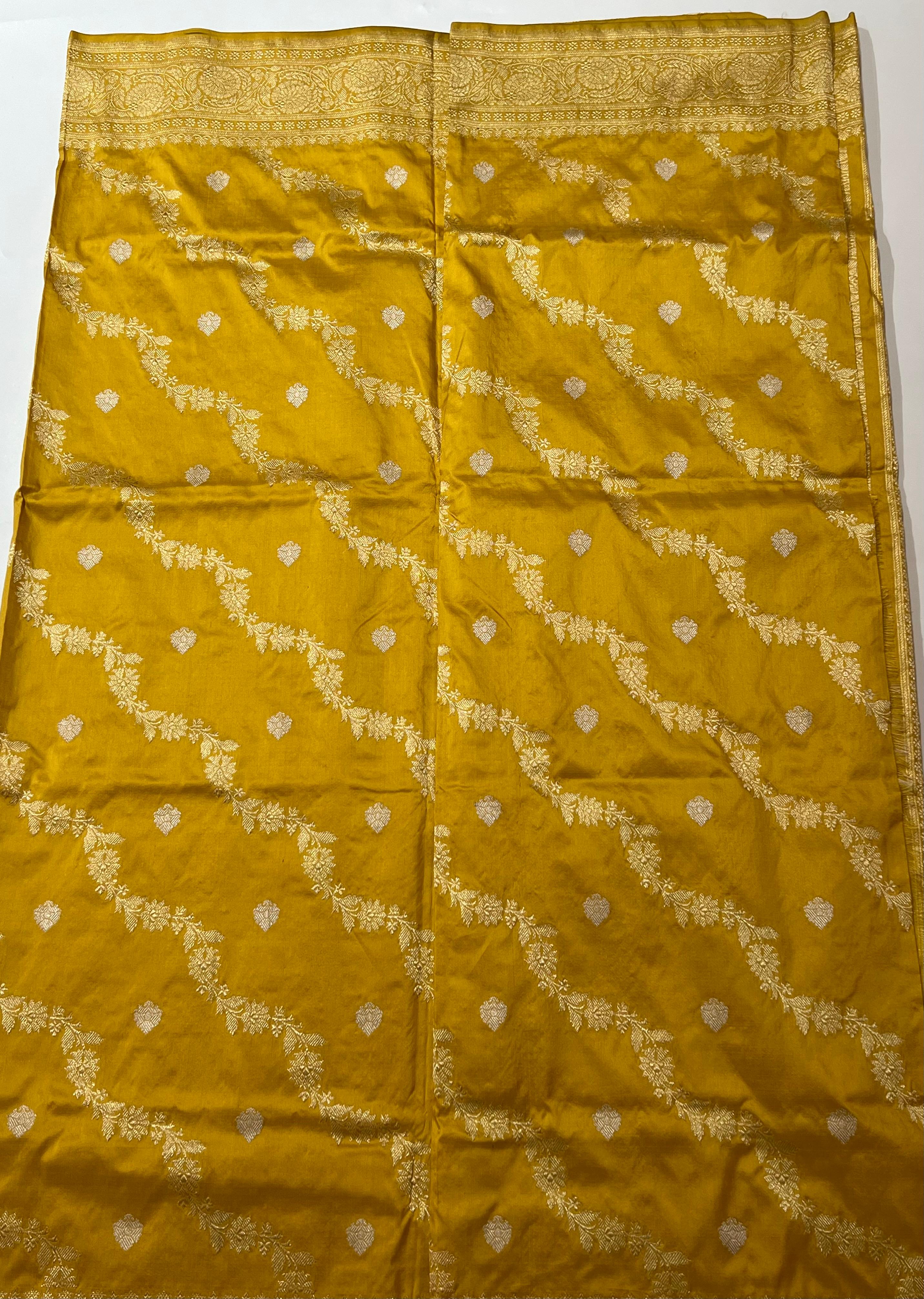 Mustard yellow Banarasi Saree