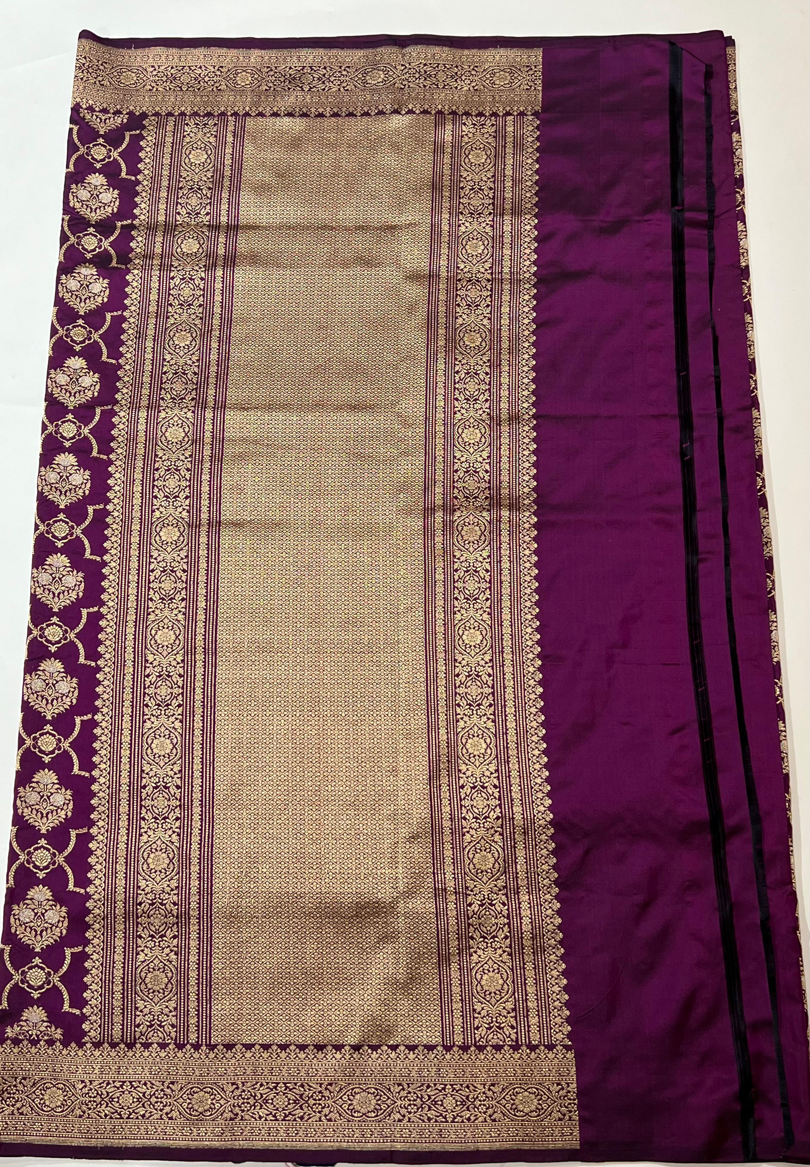 Dark purple Banarasi Saree