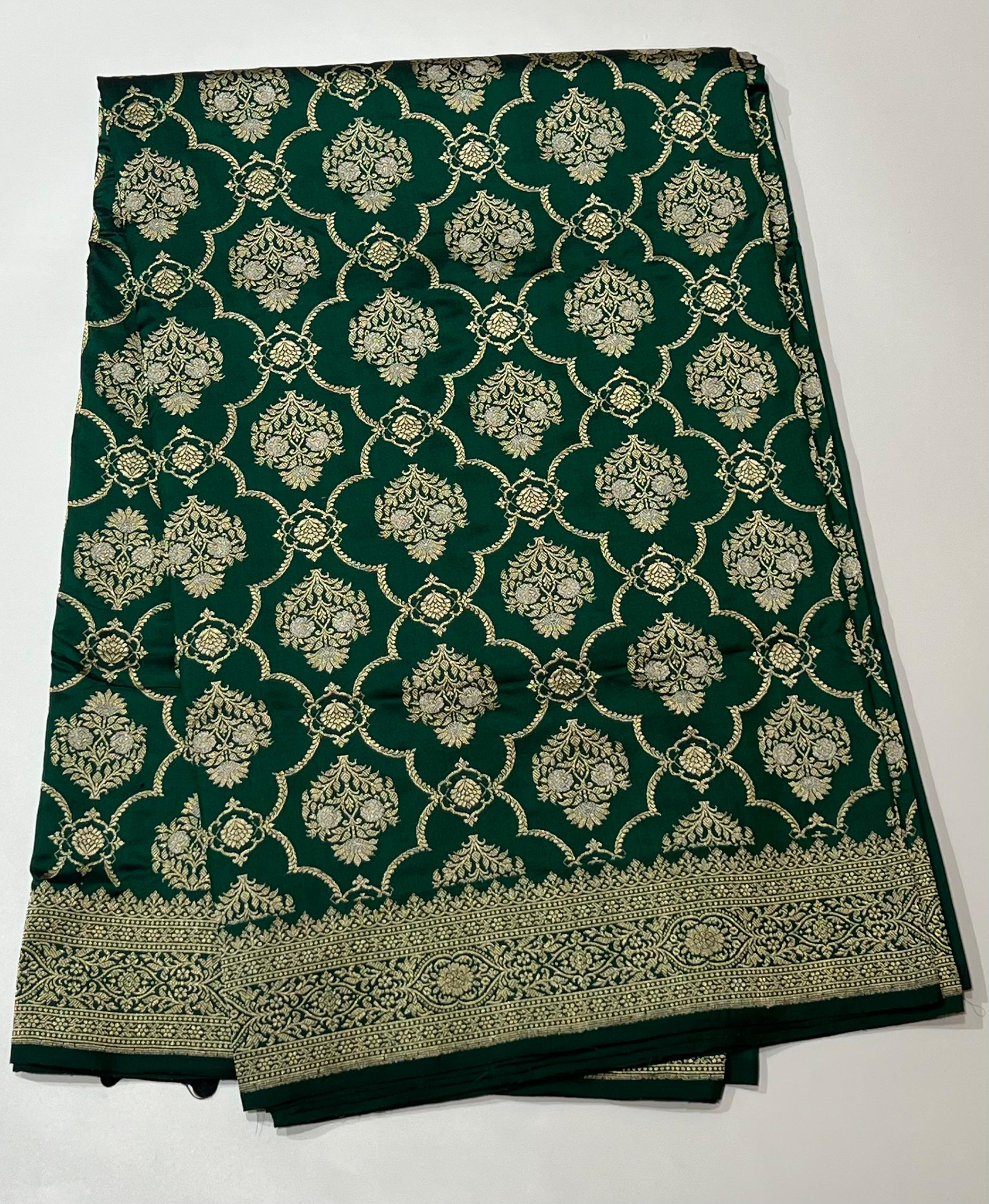 Dark green Banarasi saree