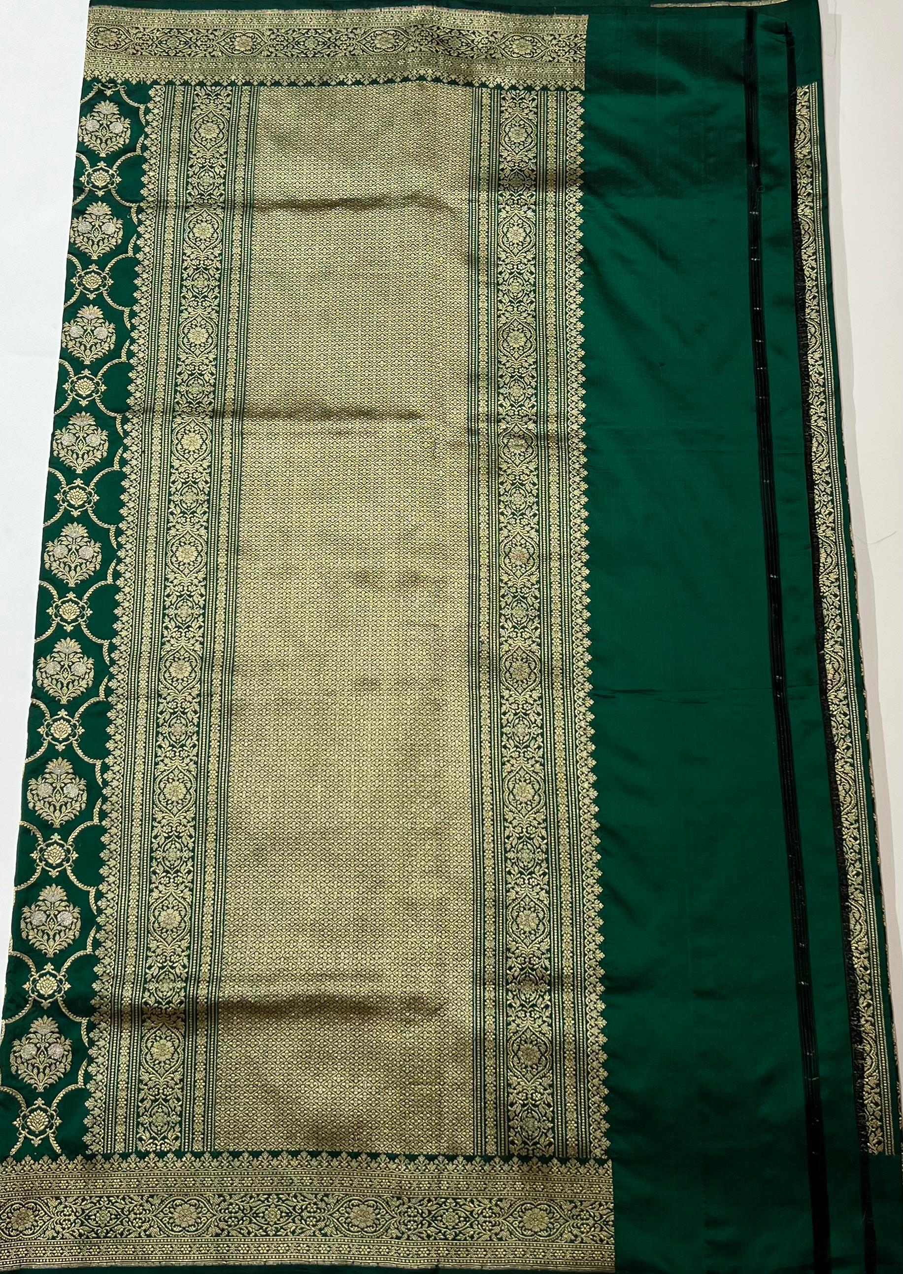 Dark green Banarasi saree