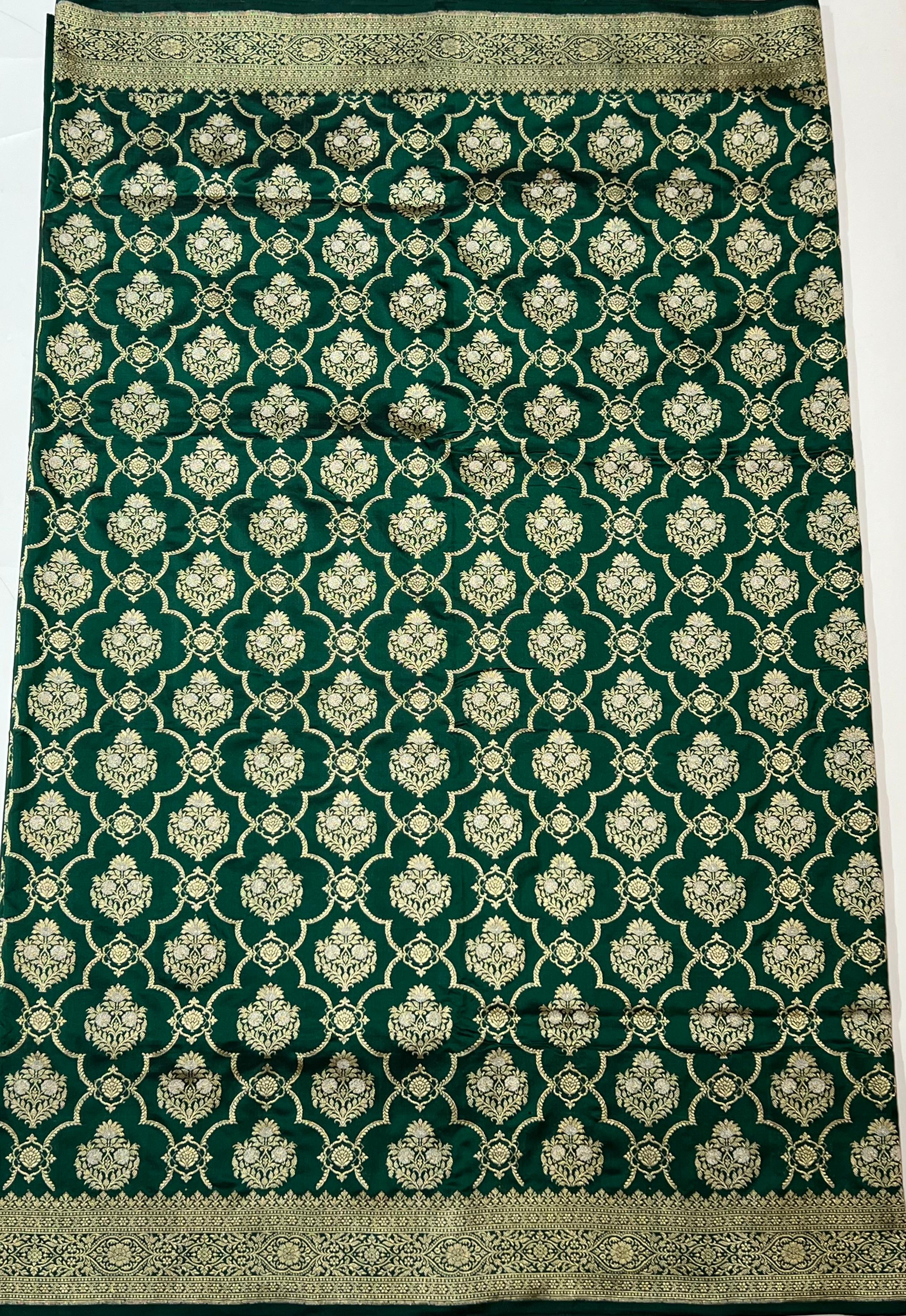 Dark green Banarasi saree