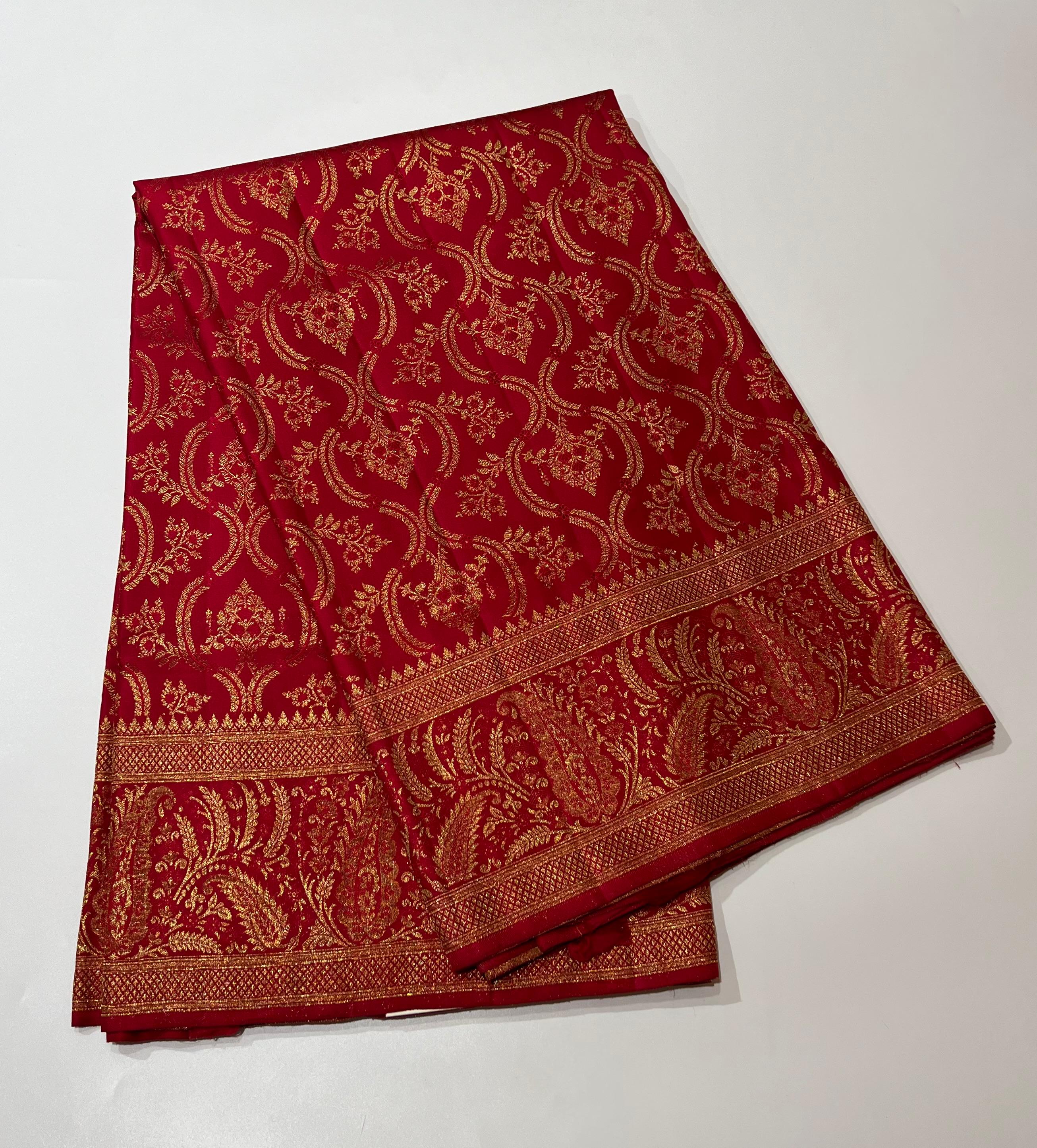 Red and golden Kanjeevaram silk saree