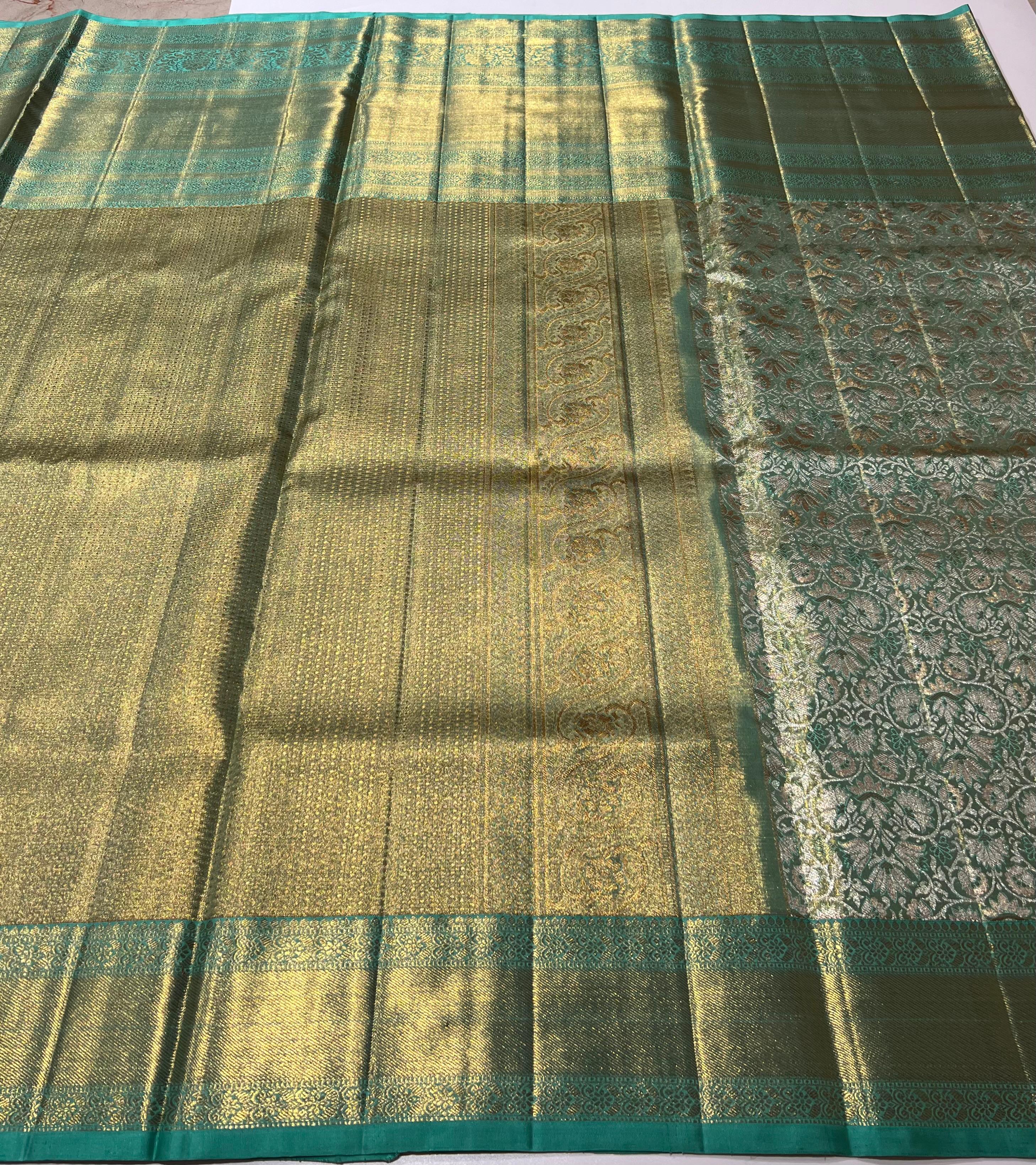 Sea green Kanjeevaram silk saree