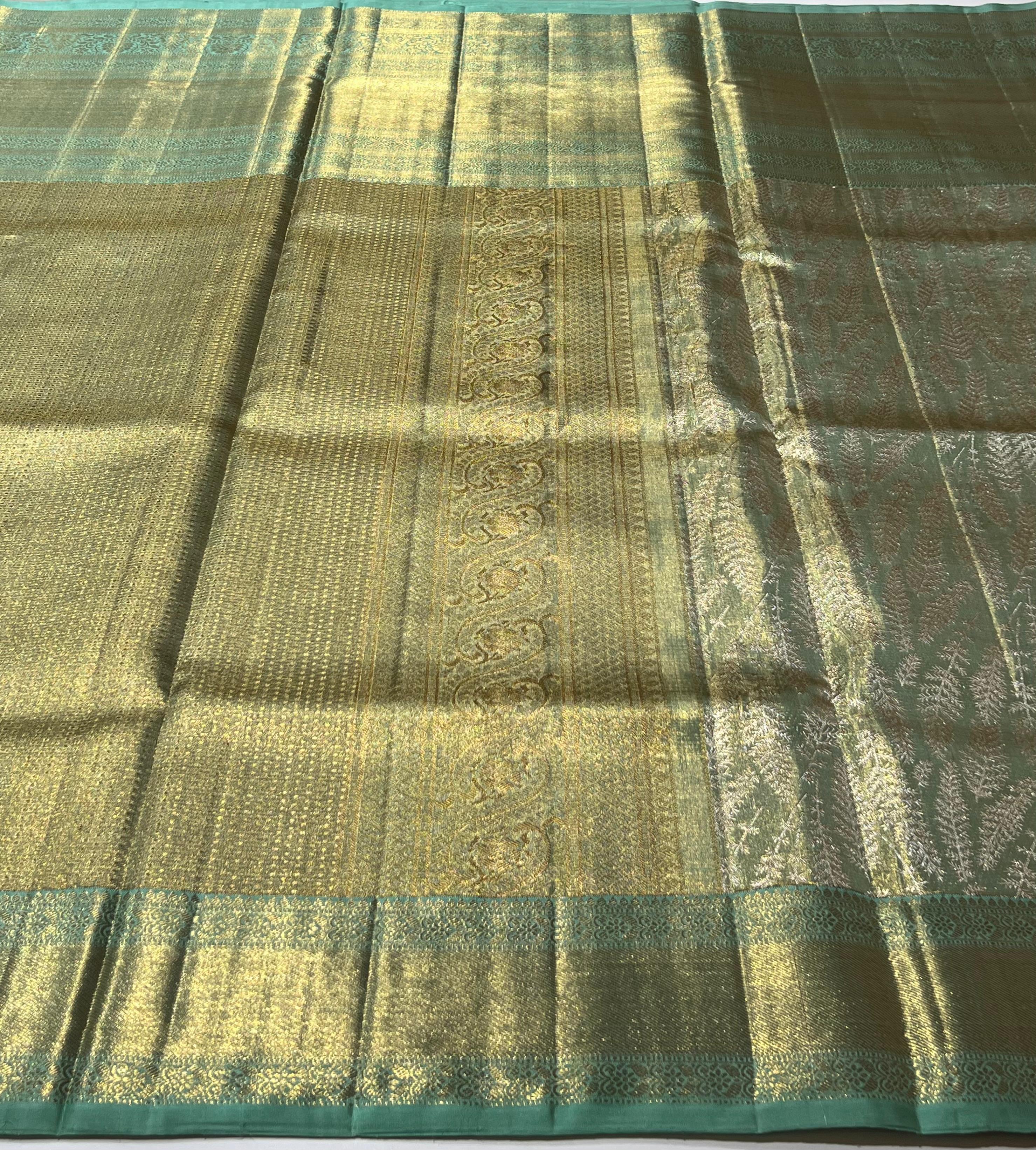 Light green Kanjeevaram silk saree