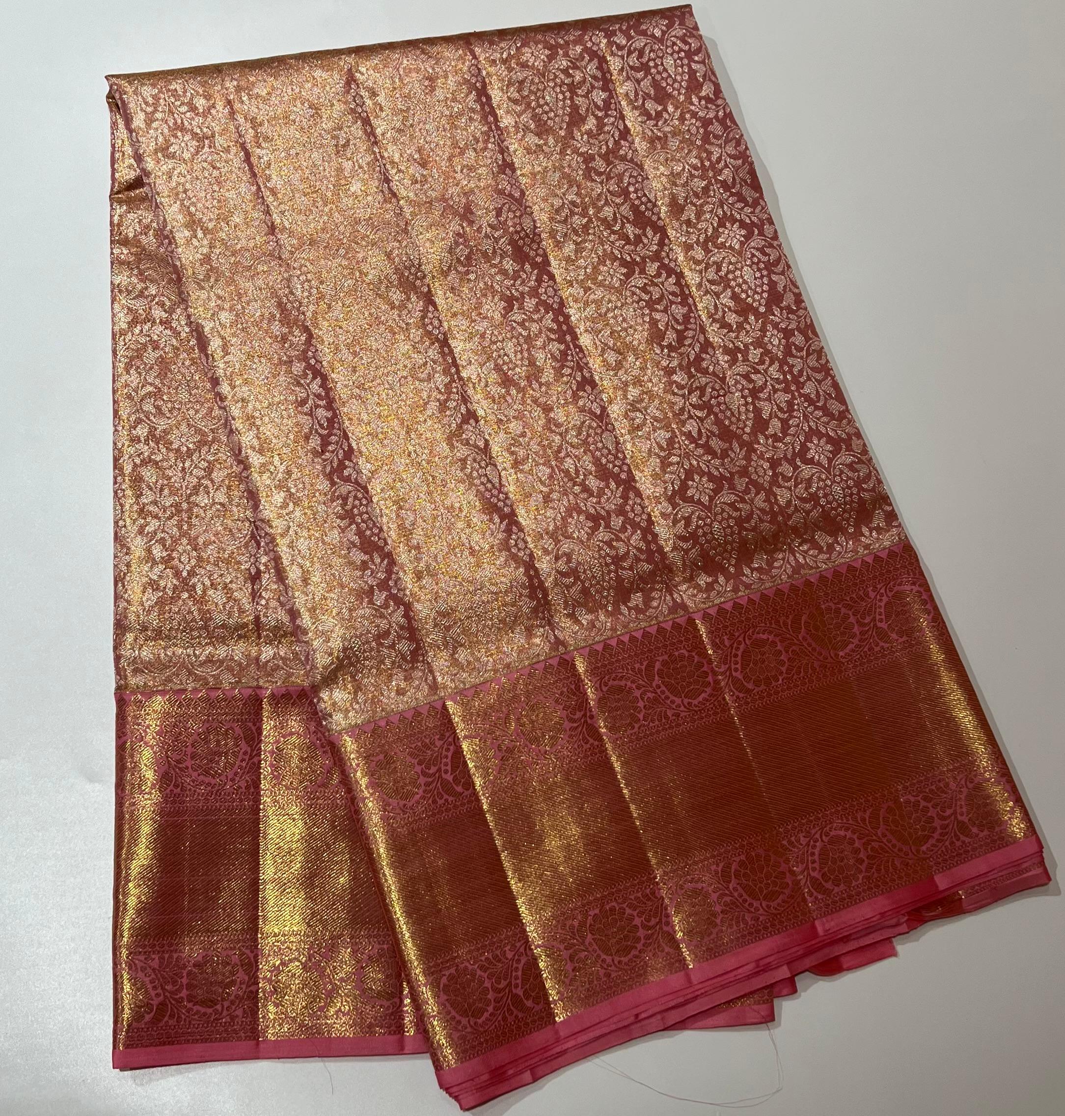 Pink Kanjeevaram silk saree