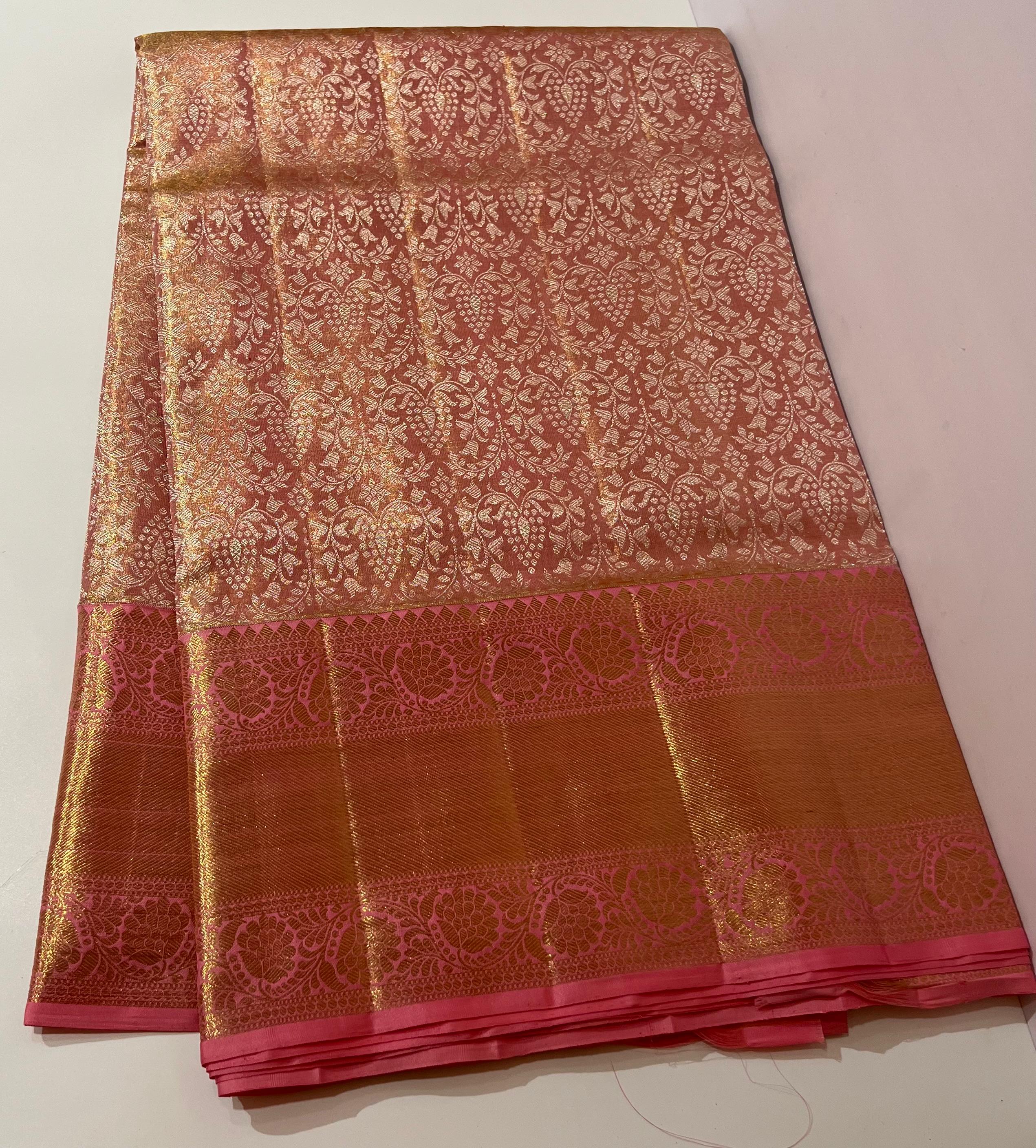 Pink Kanjeevaram silk saree