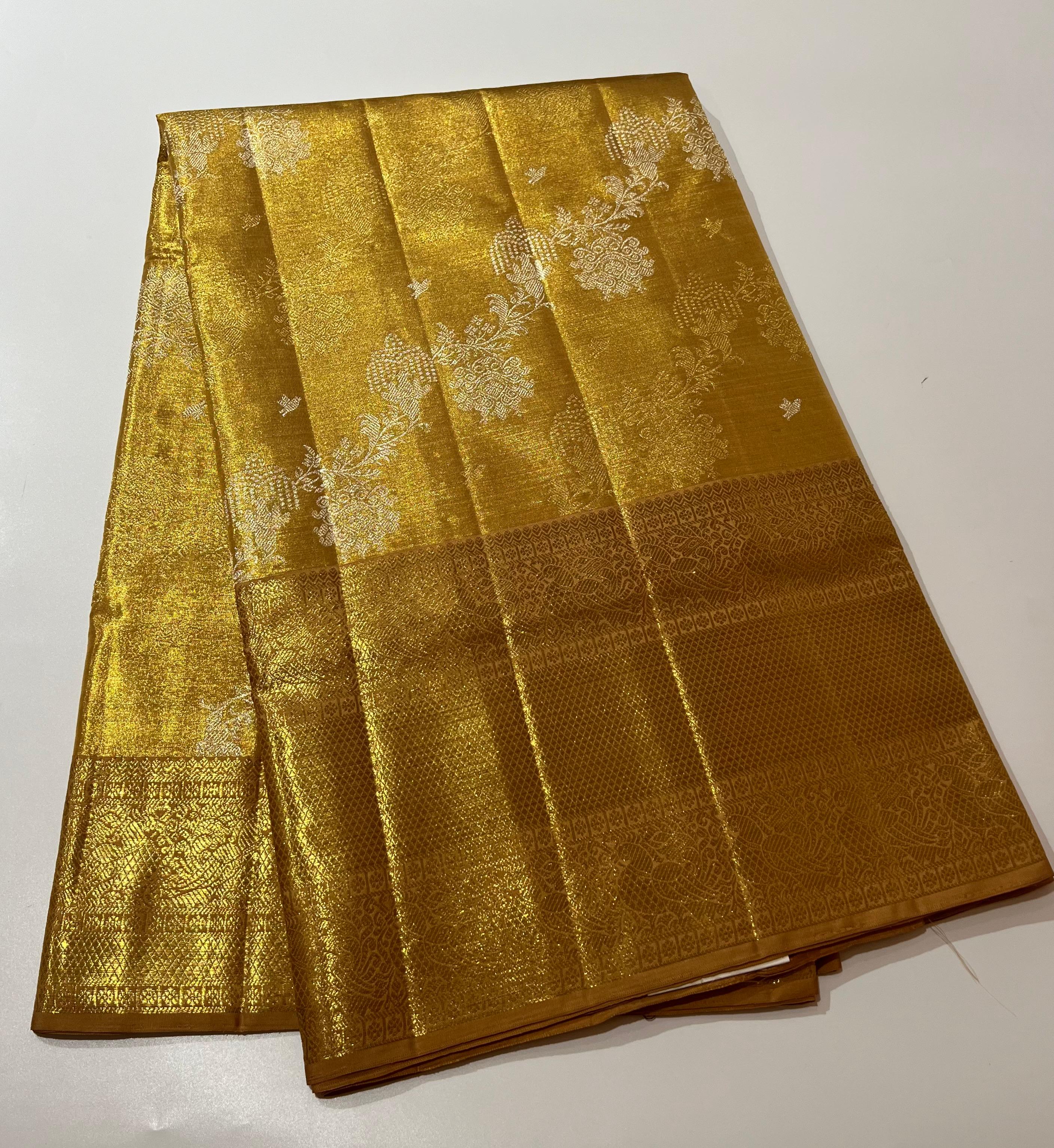 Golden kanjeevaram silk saree