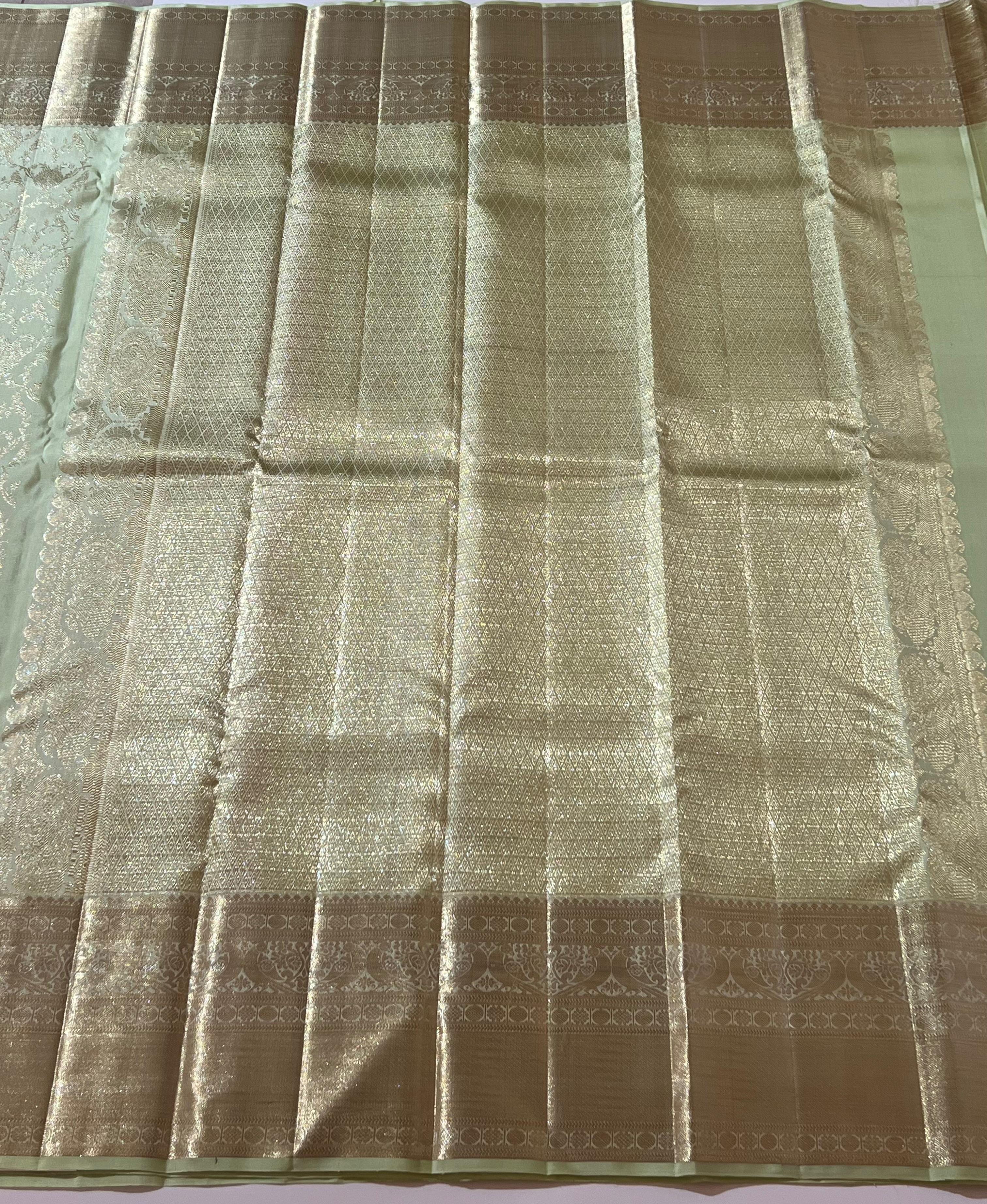 Light green Kanjeevaram silk saree