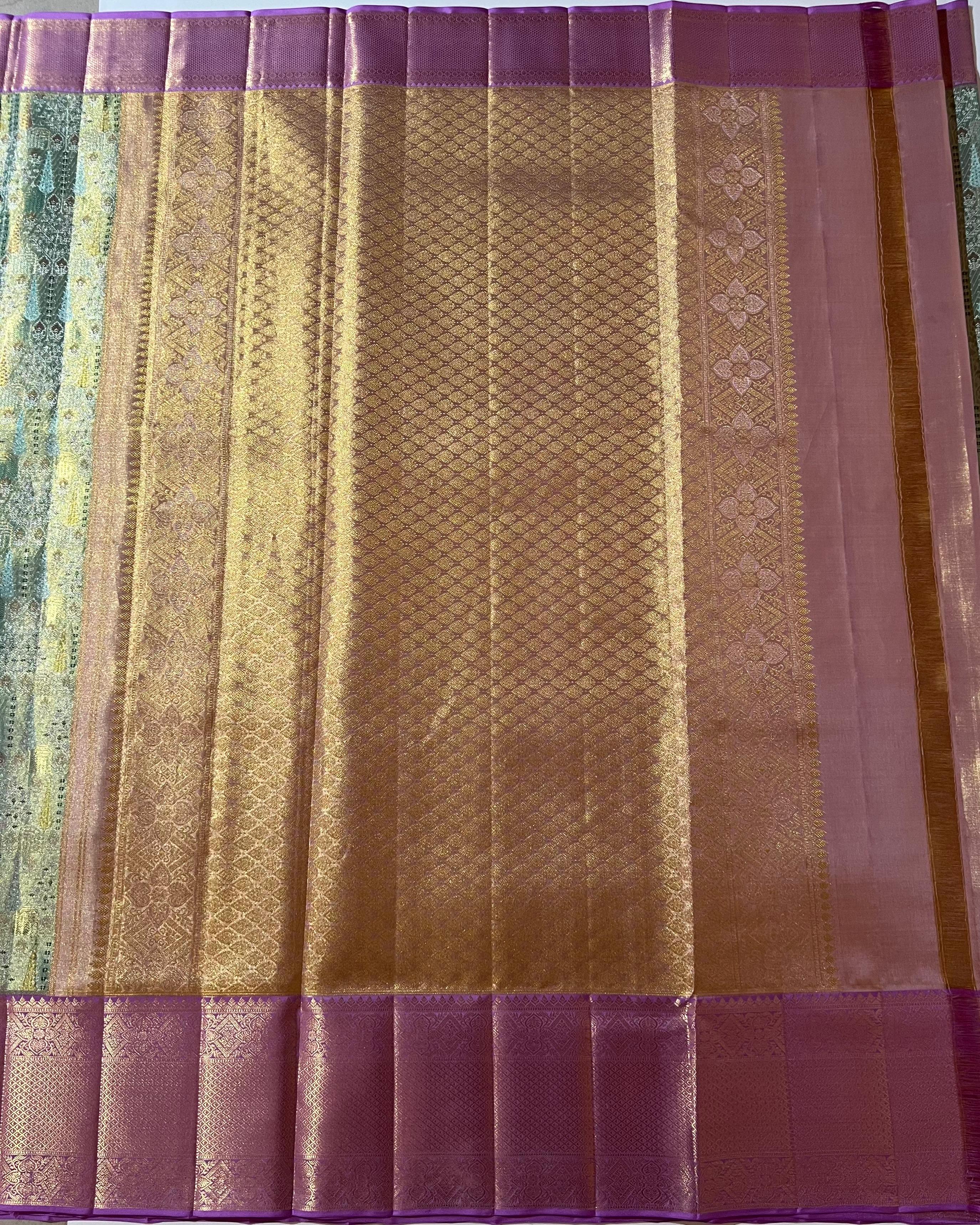 Saga Green and Purple Kanjeevaram Silk saree