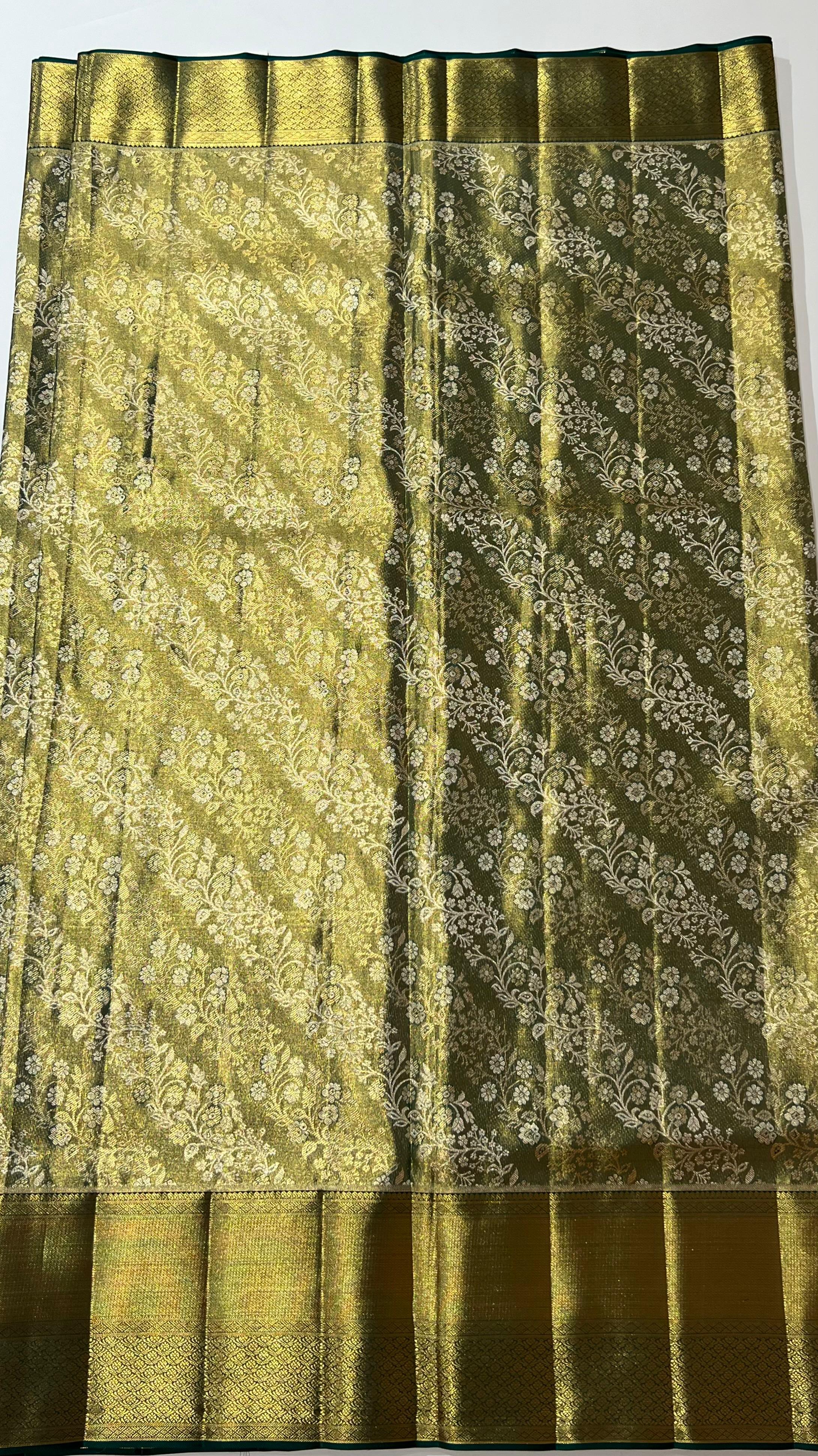 Green floral design Kanjeevaram silk saree