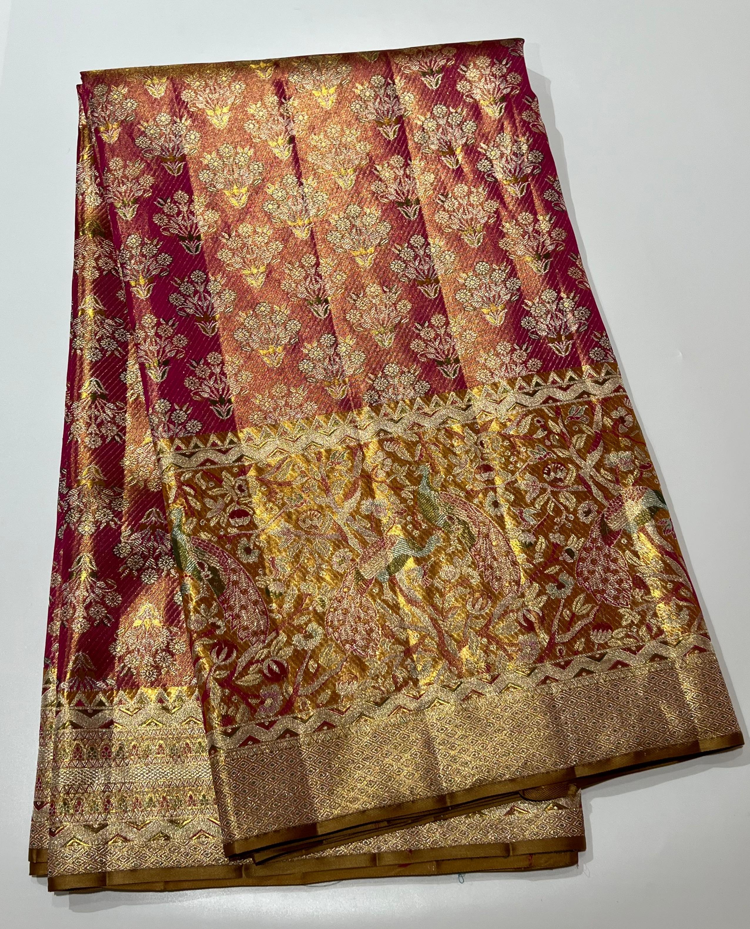 Pink Kanjeevaram silk saree