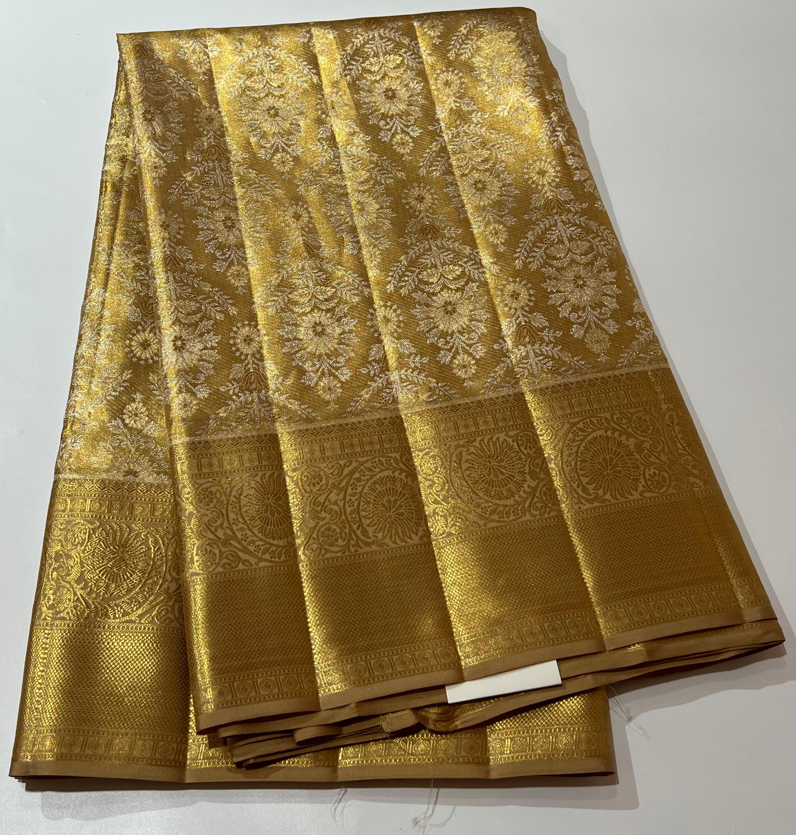 Golden Kanjeevaram silk saree