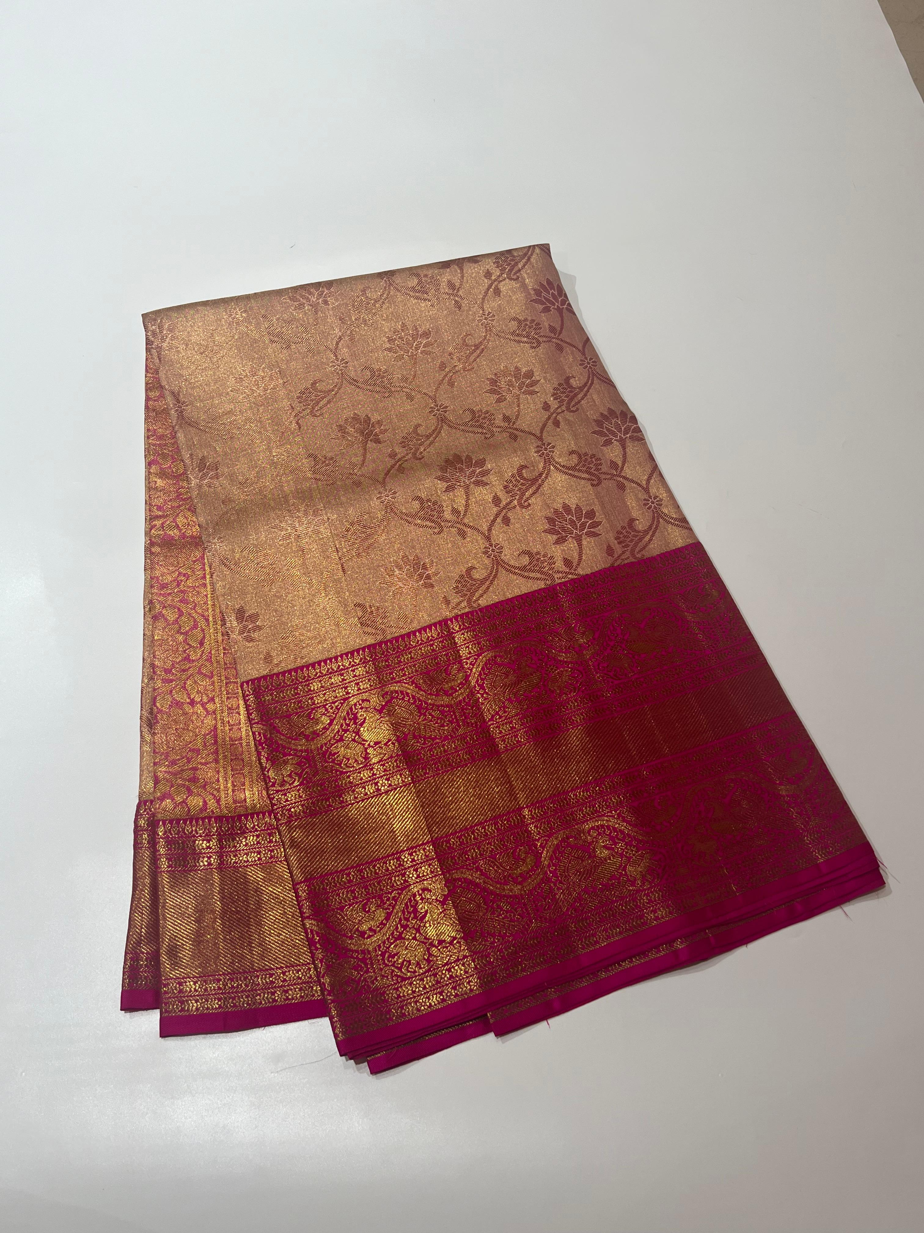 Pink Kanjeevaram silk saree