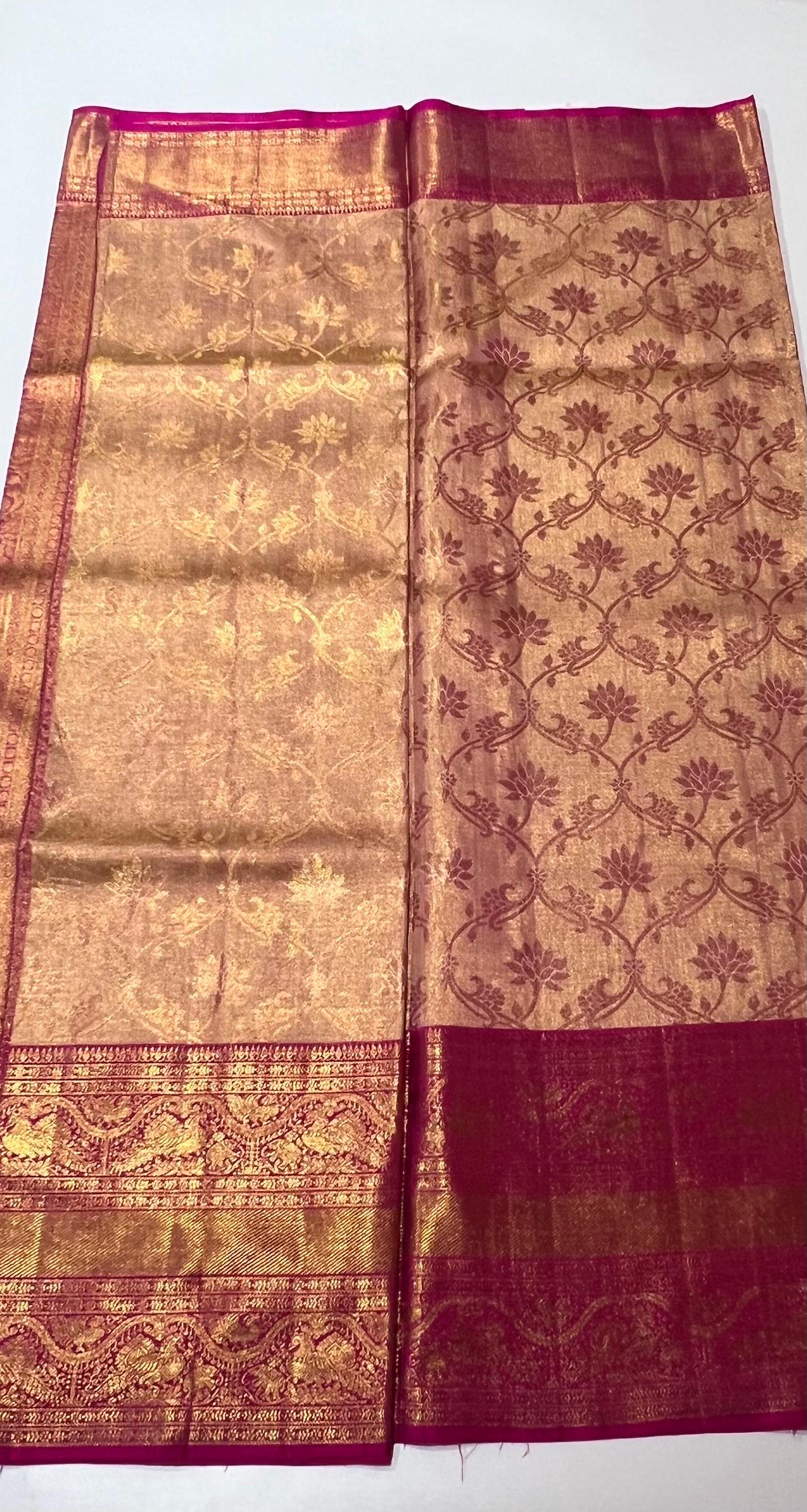 Pink Kanjeevaram silk saree