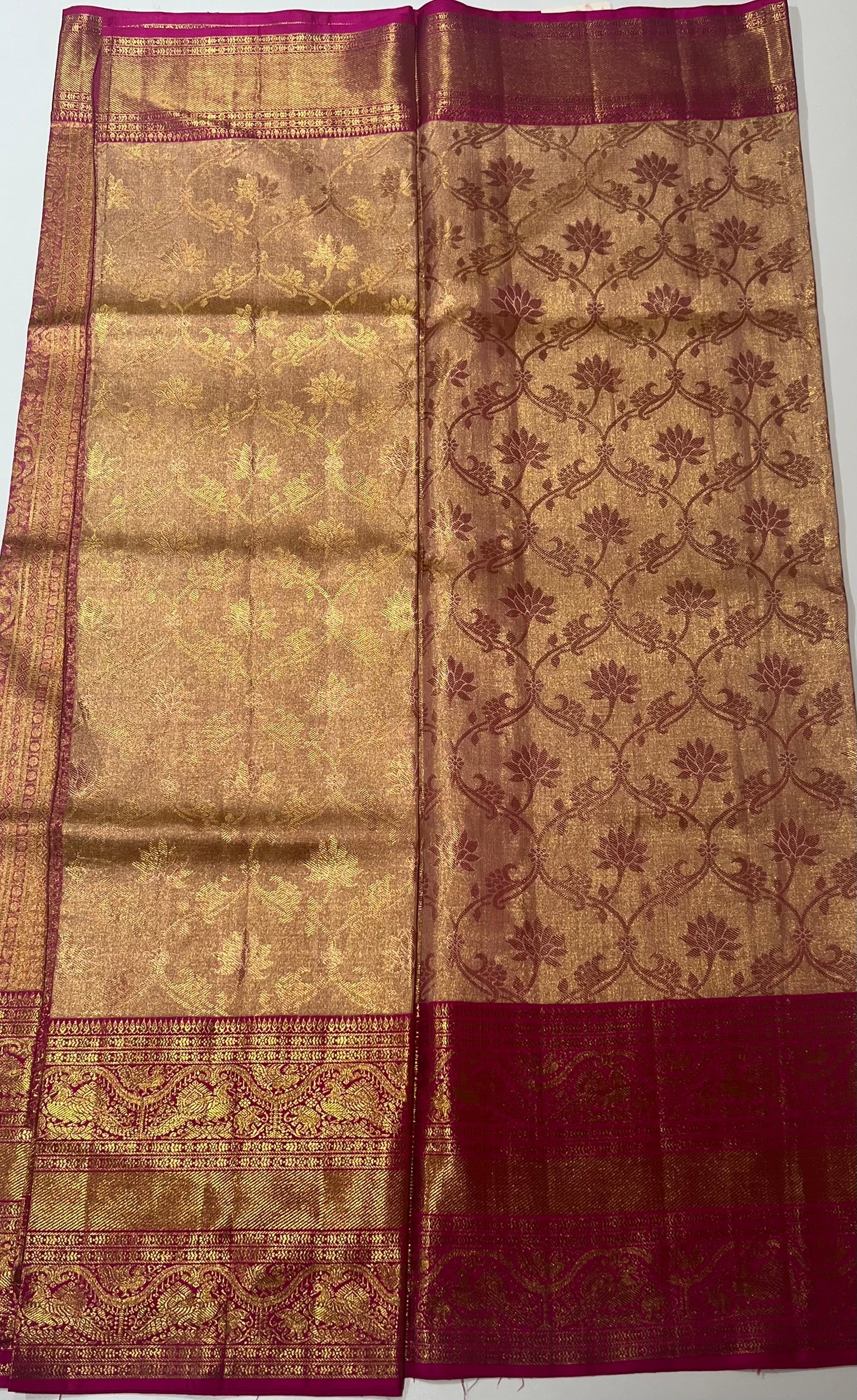 Pink Kanjeevaram silk saree