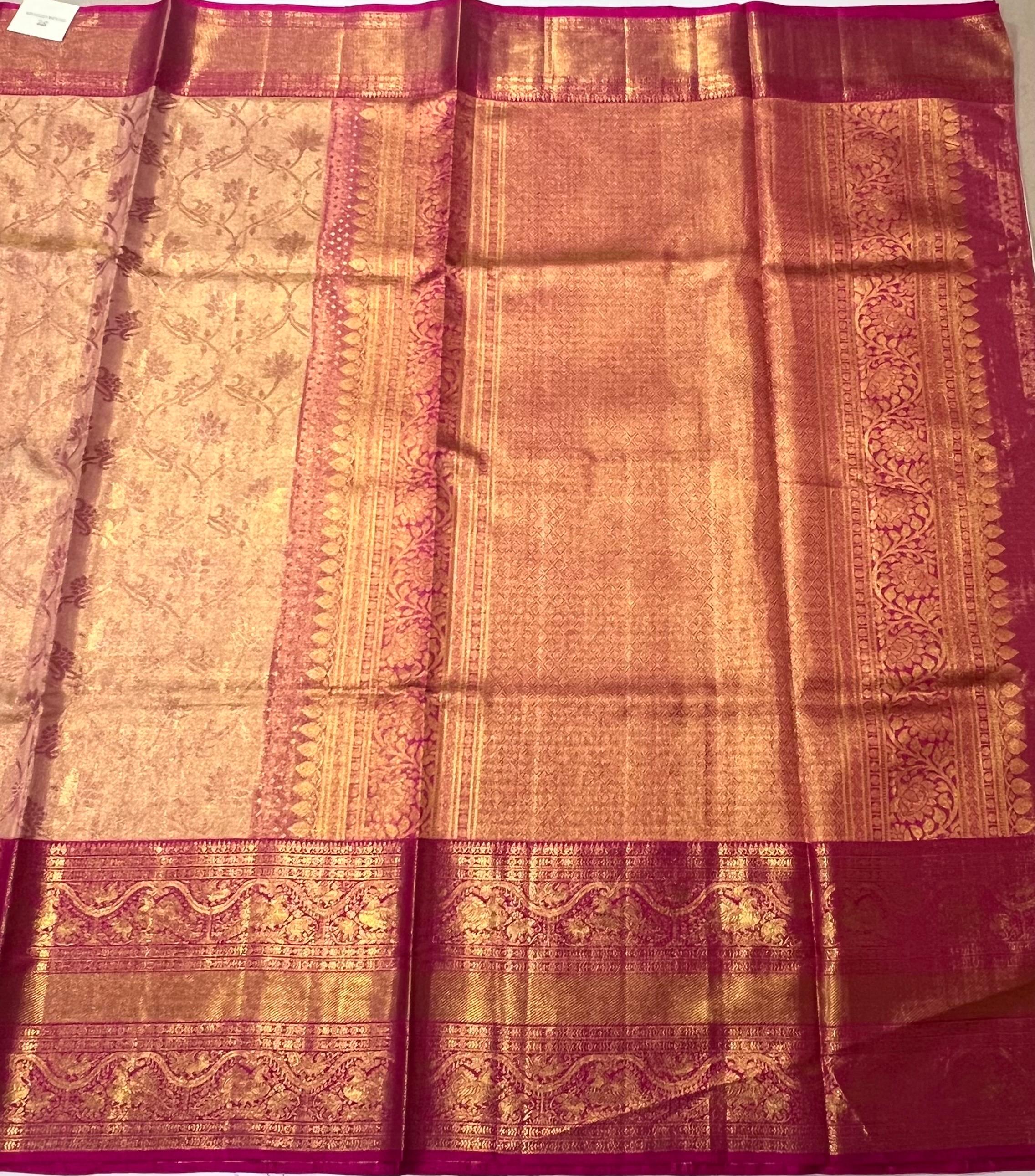 Pink Kanjeevaram silk saree