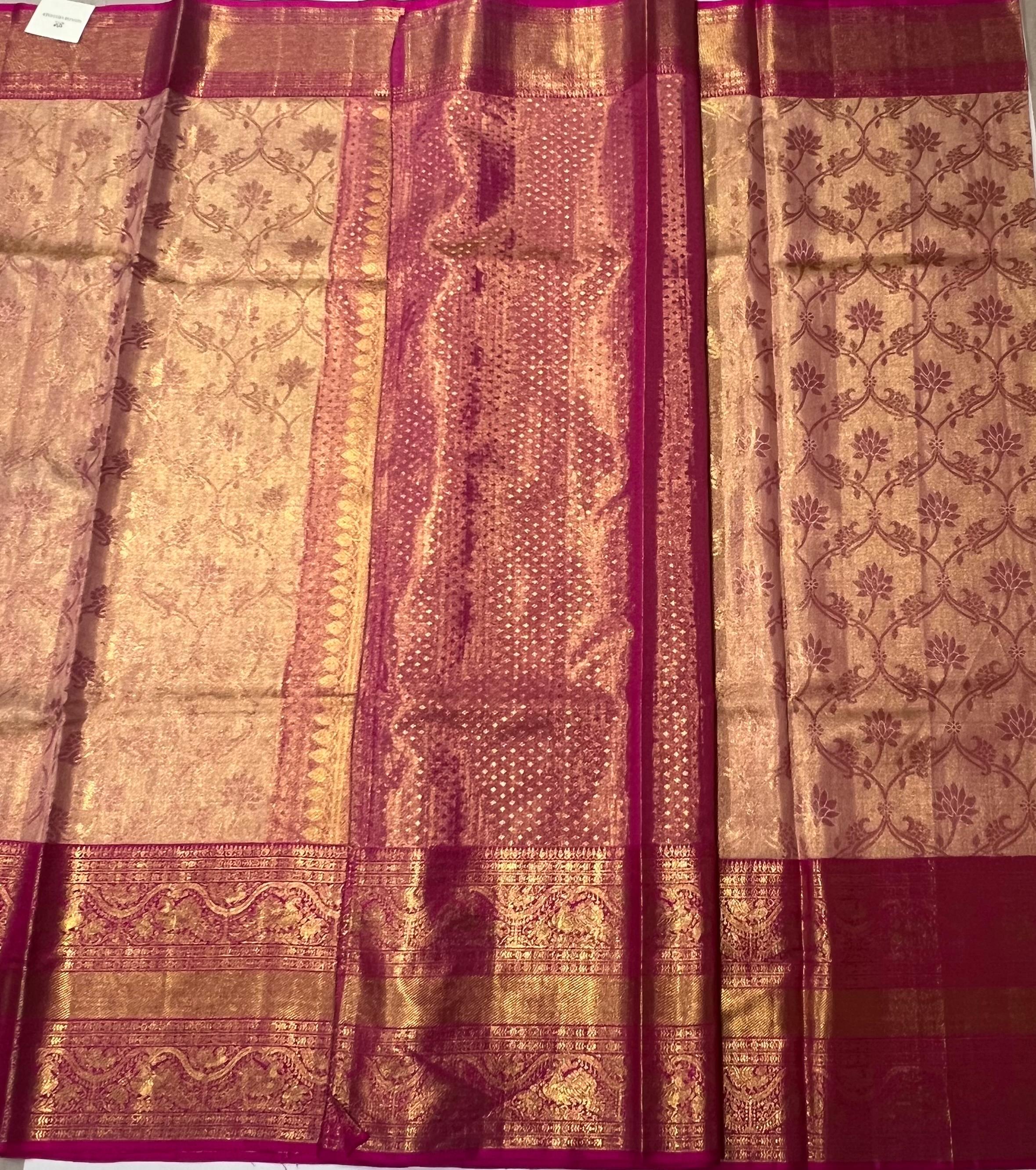 Pink Kanjeevaram silk saree