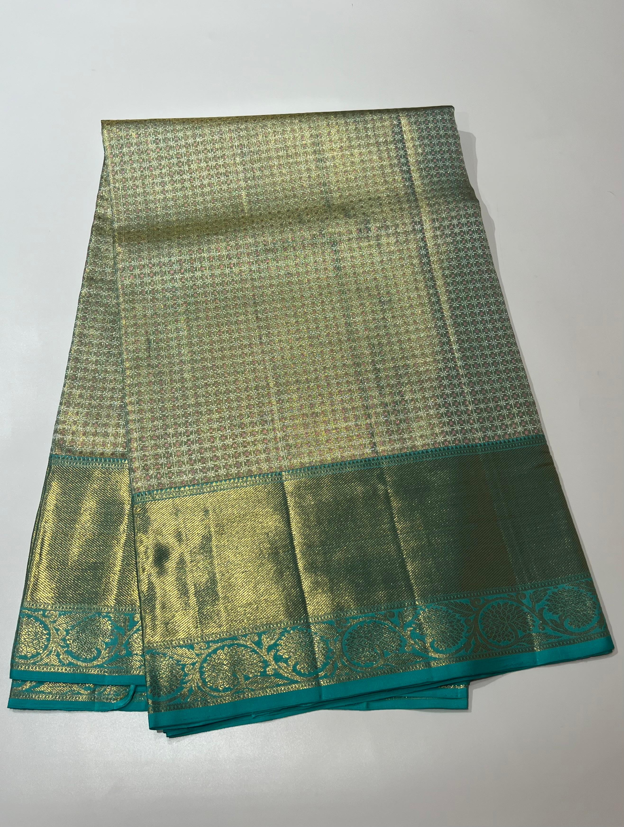 Sea Blue Kanjeevaram silk saree