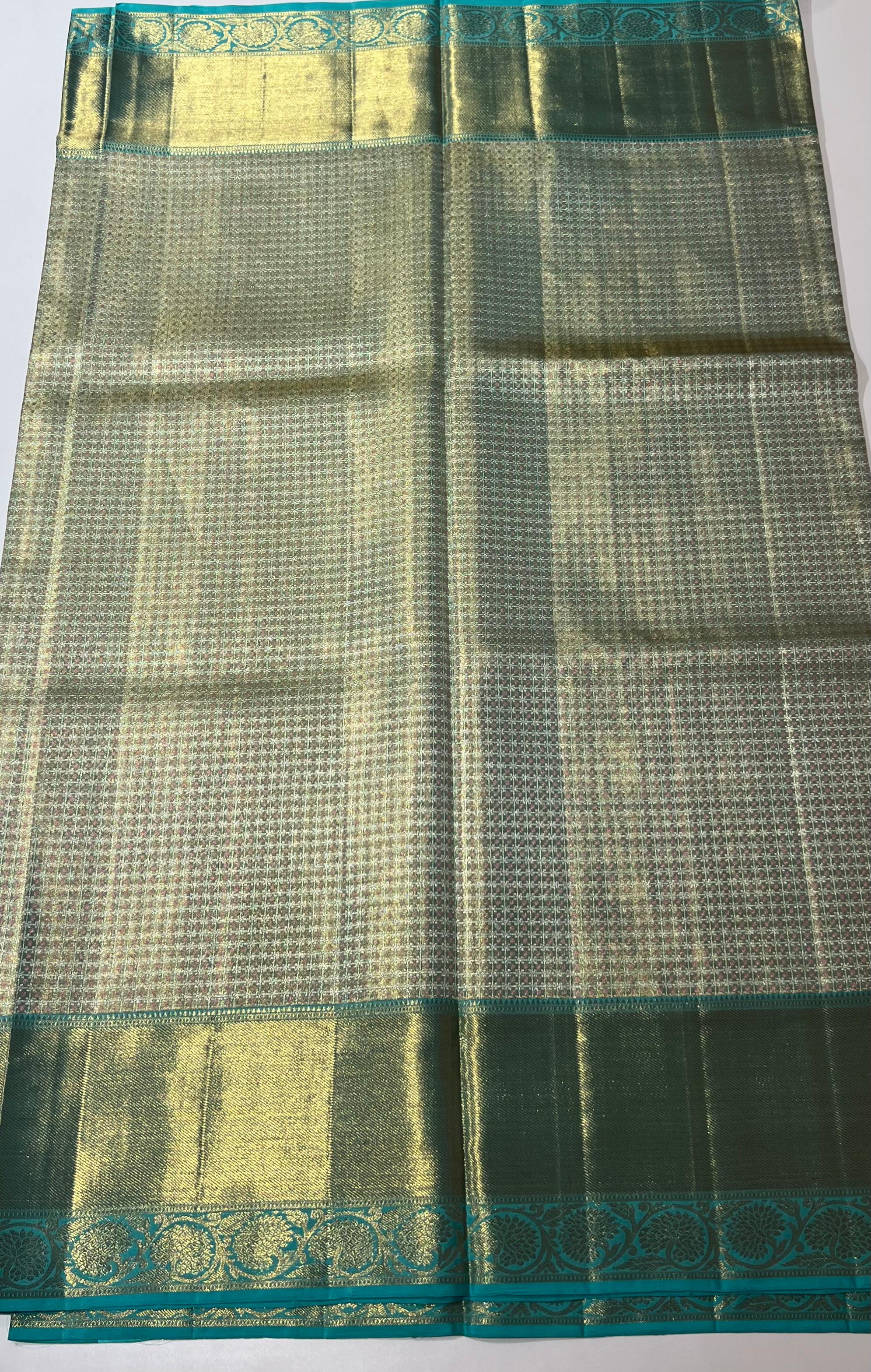 Sea Blue Kanjeevaram silk saree