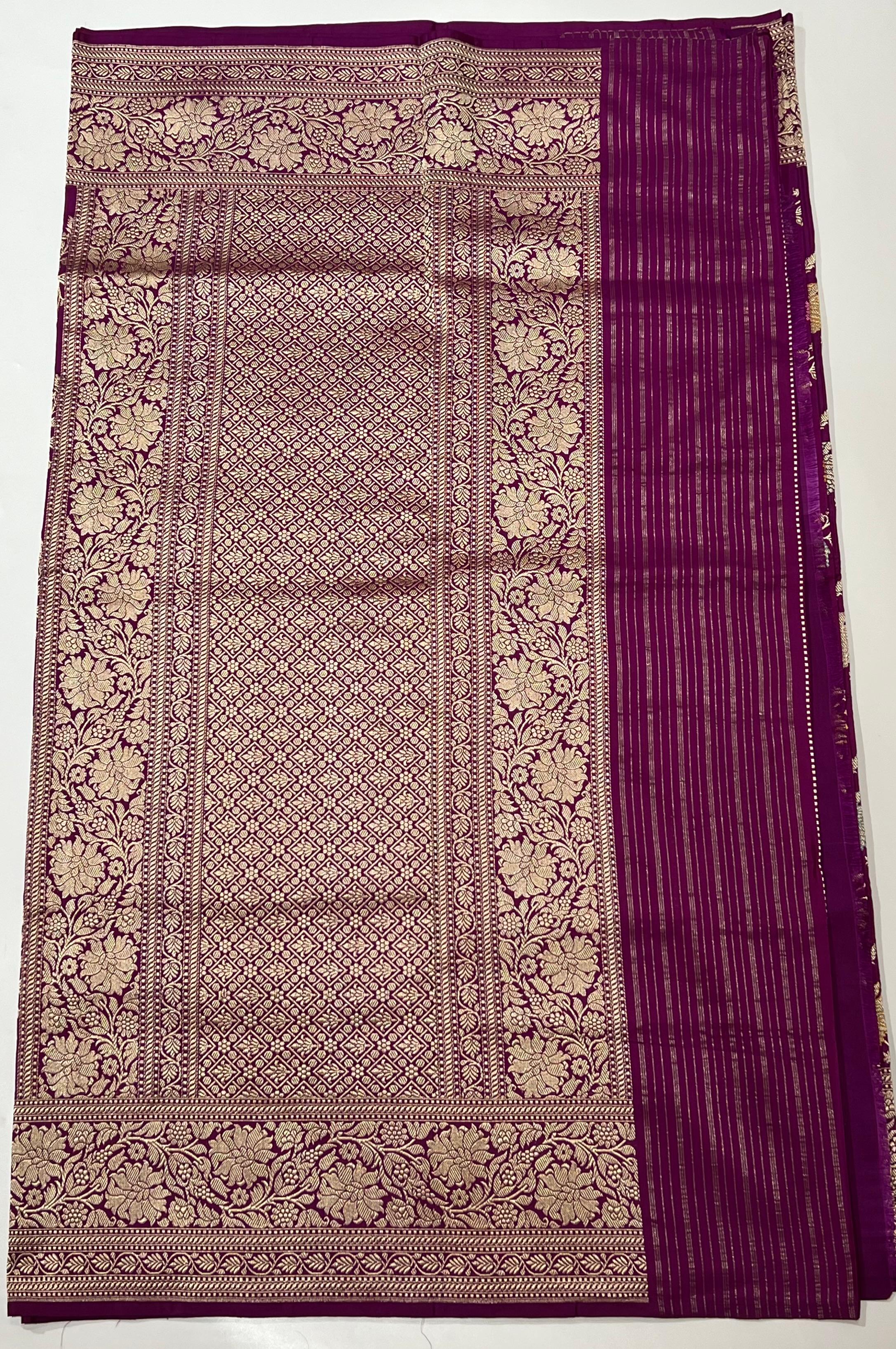 Purple Banarasi saree