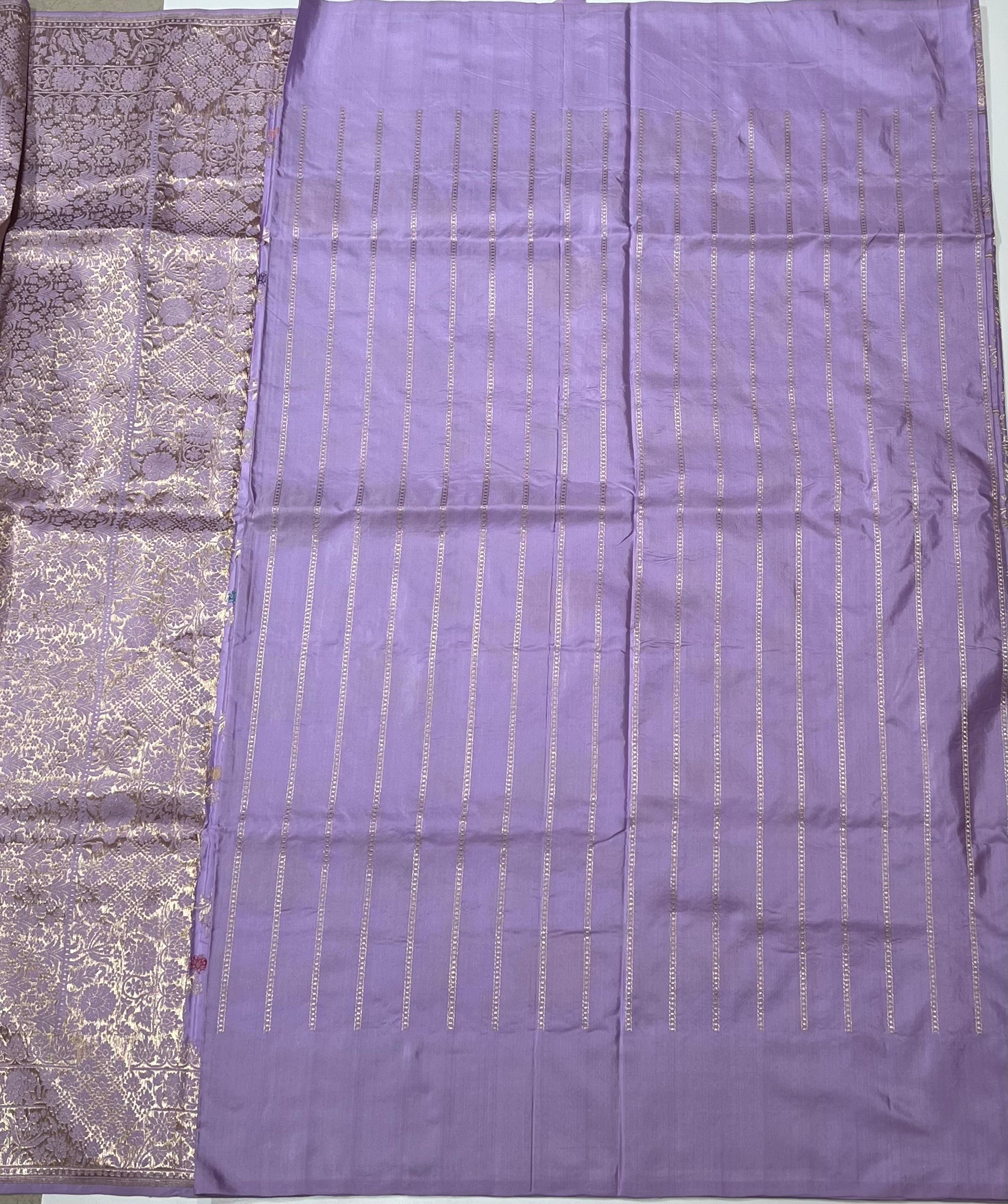 Lavender Banarasi saree