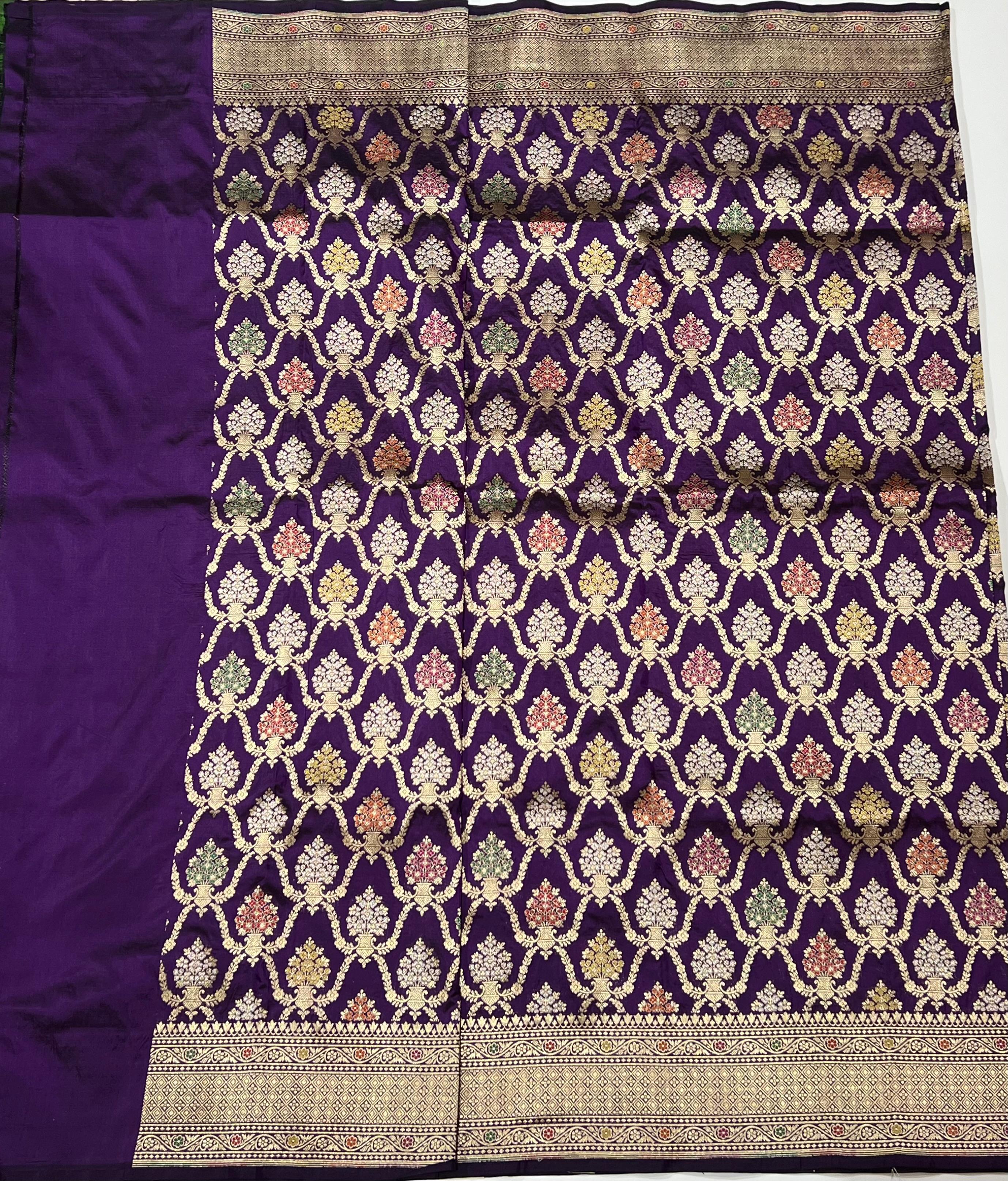 Violet Banarasi saree