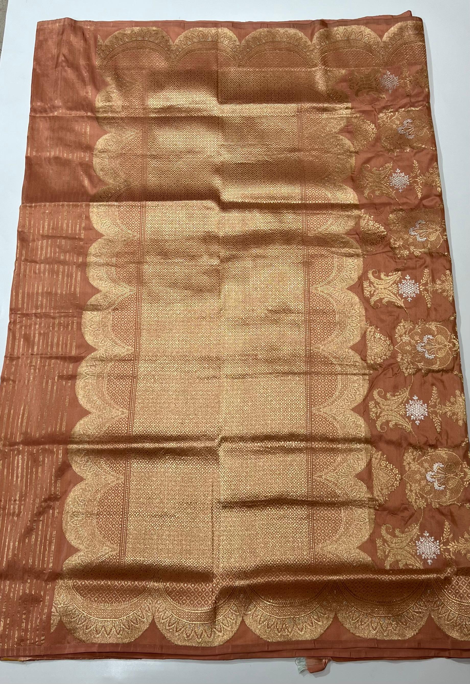 Light Peach Banarasi Saree