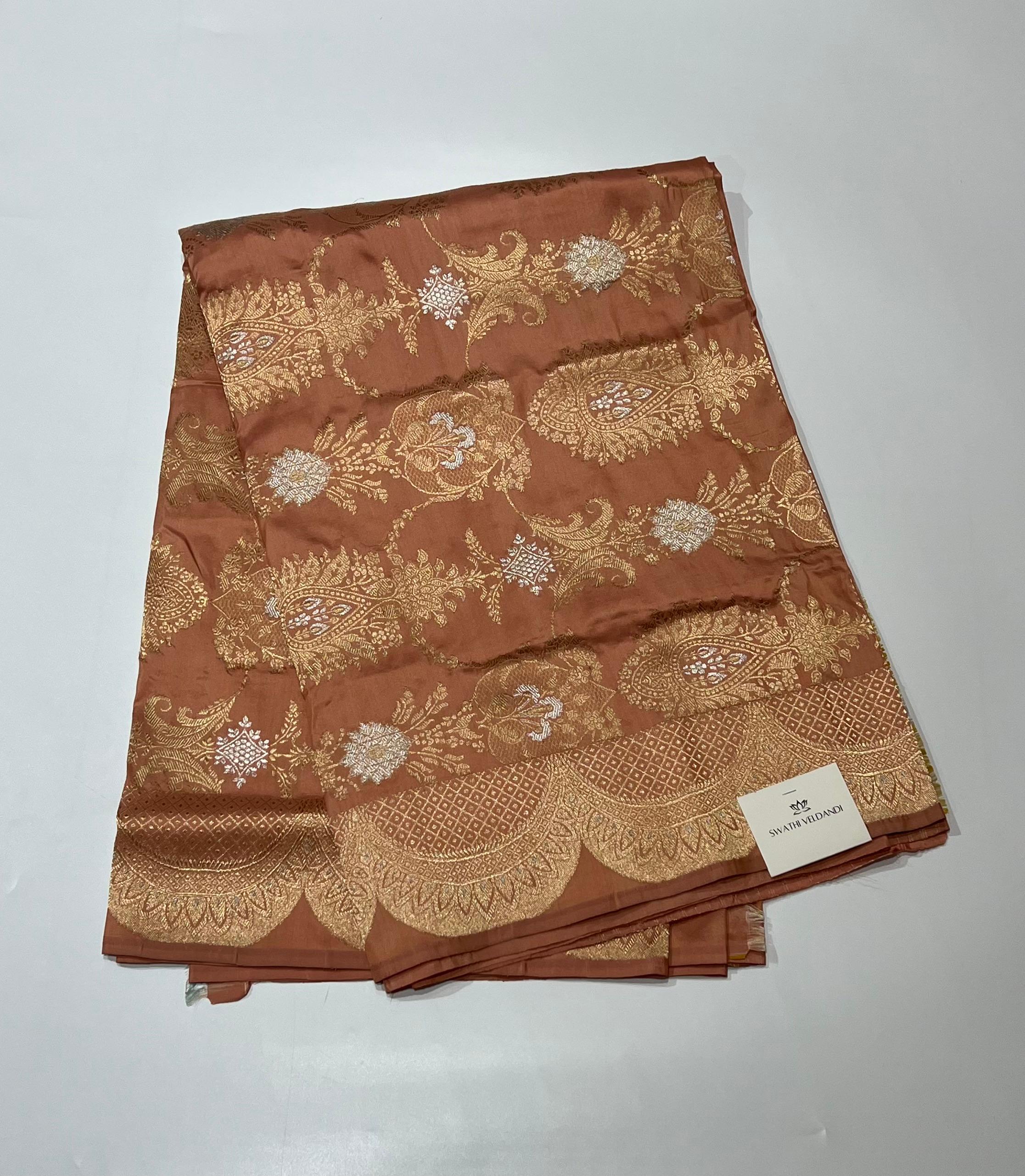 Light Peach Banarasi Saree