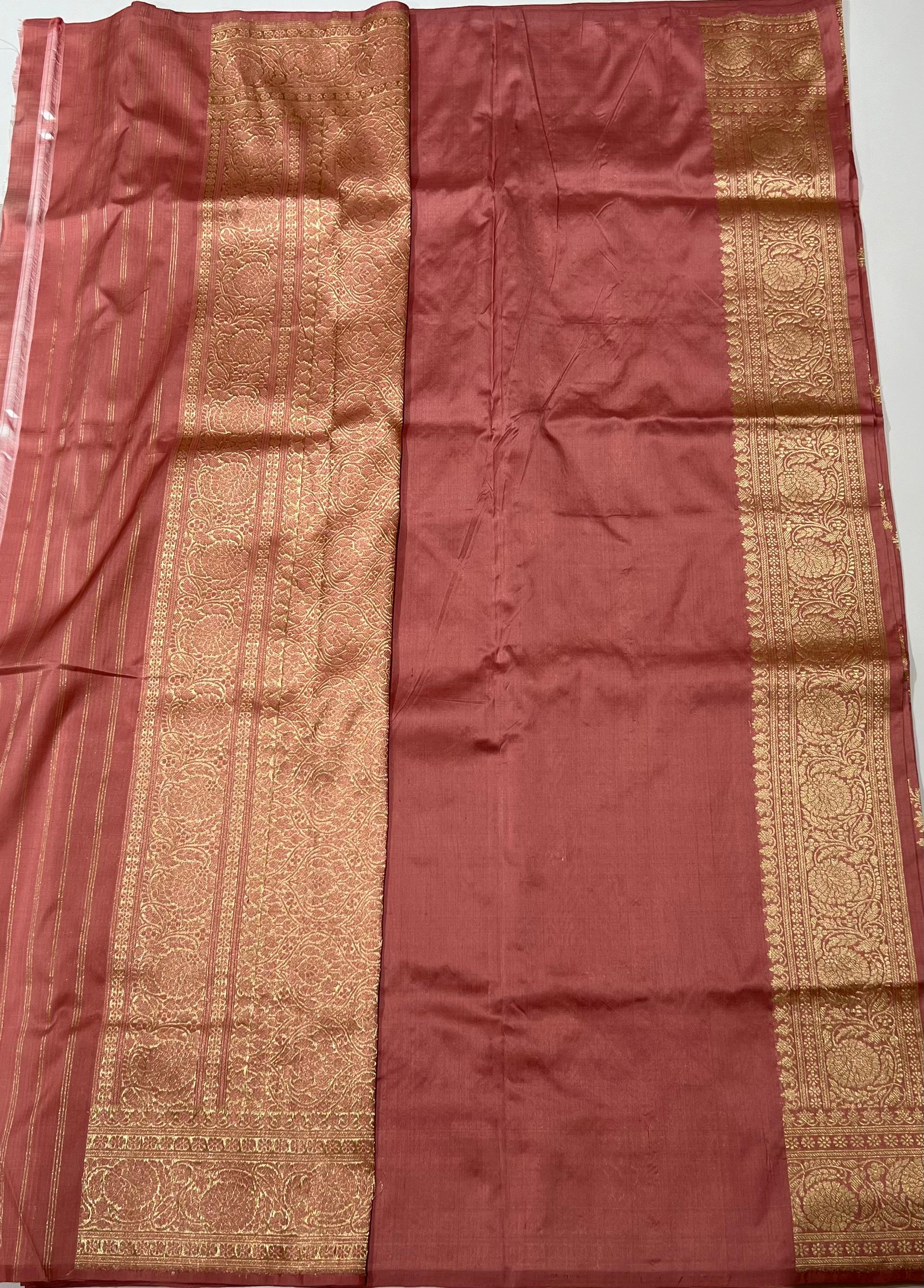 Peach Banarasi saree