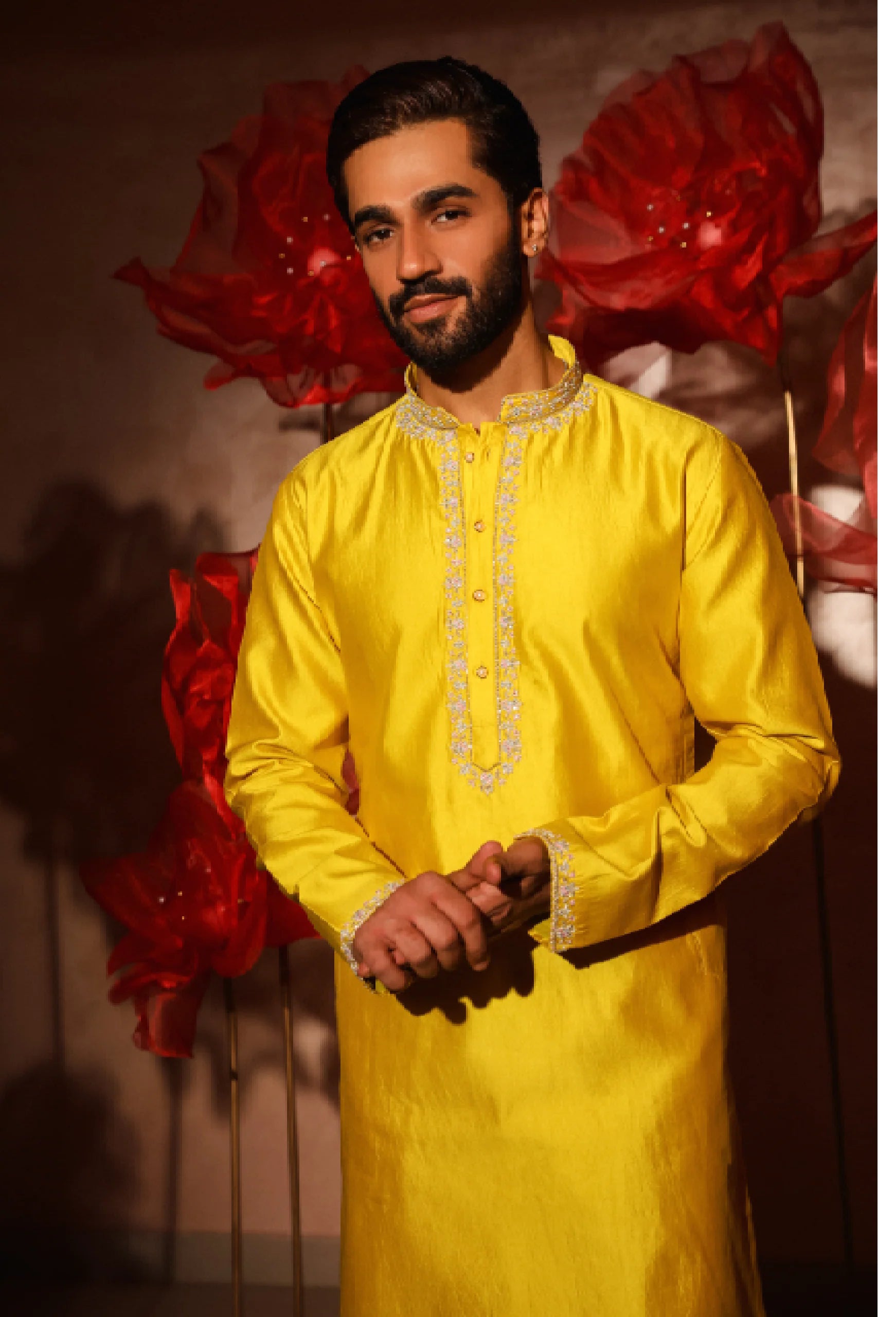 Yellow Embroided kurta Set